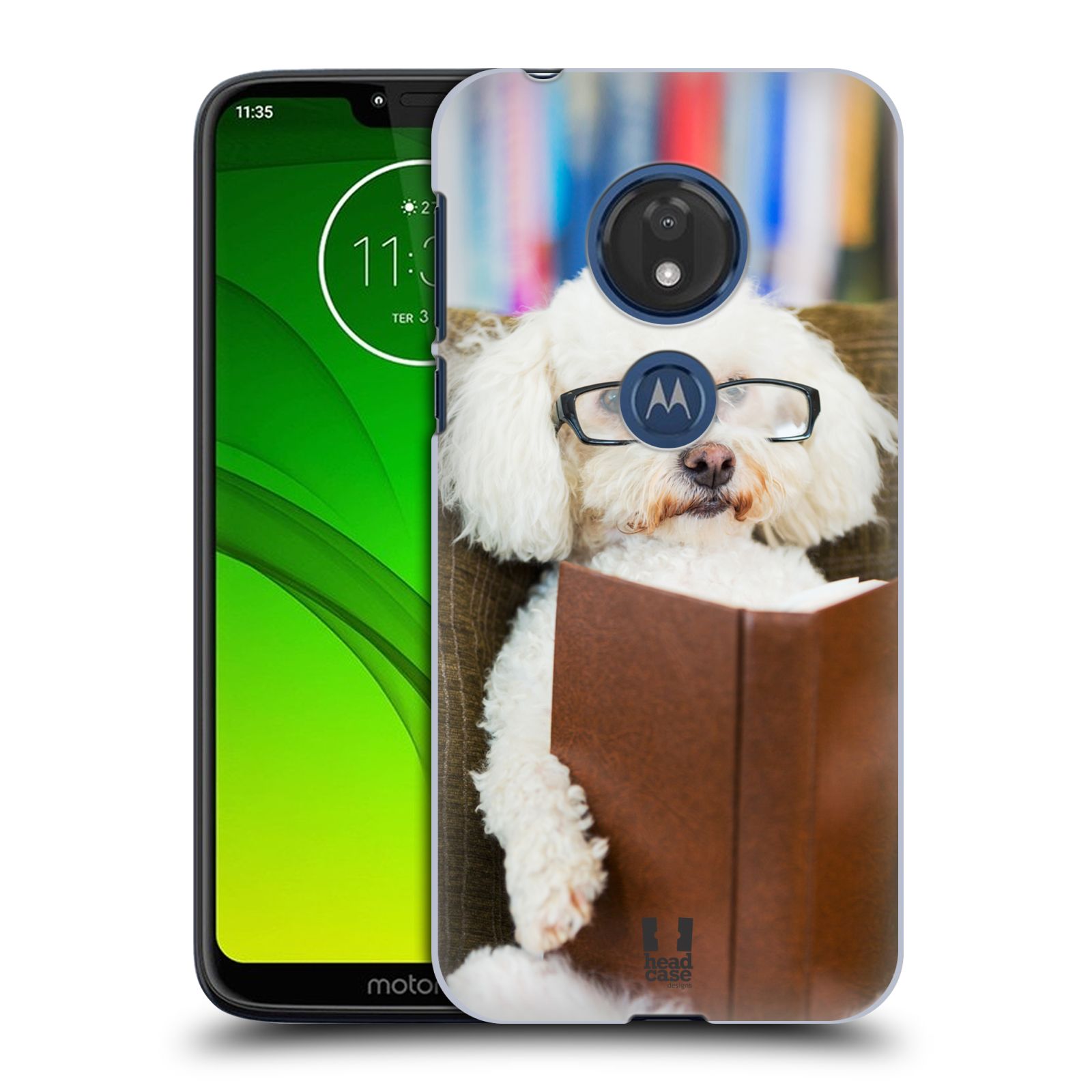 Pouzdro na mobil Motorola Moto G7 Play vzor Legrační zvířátka pejsek čtenář