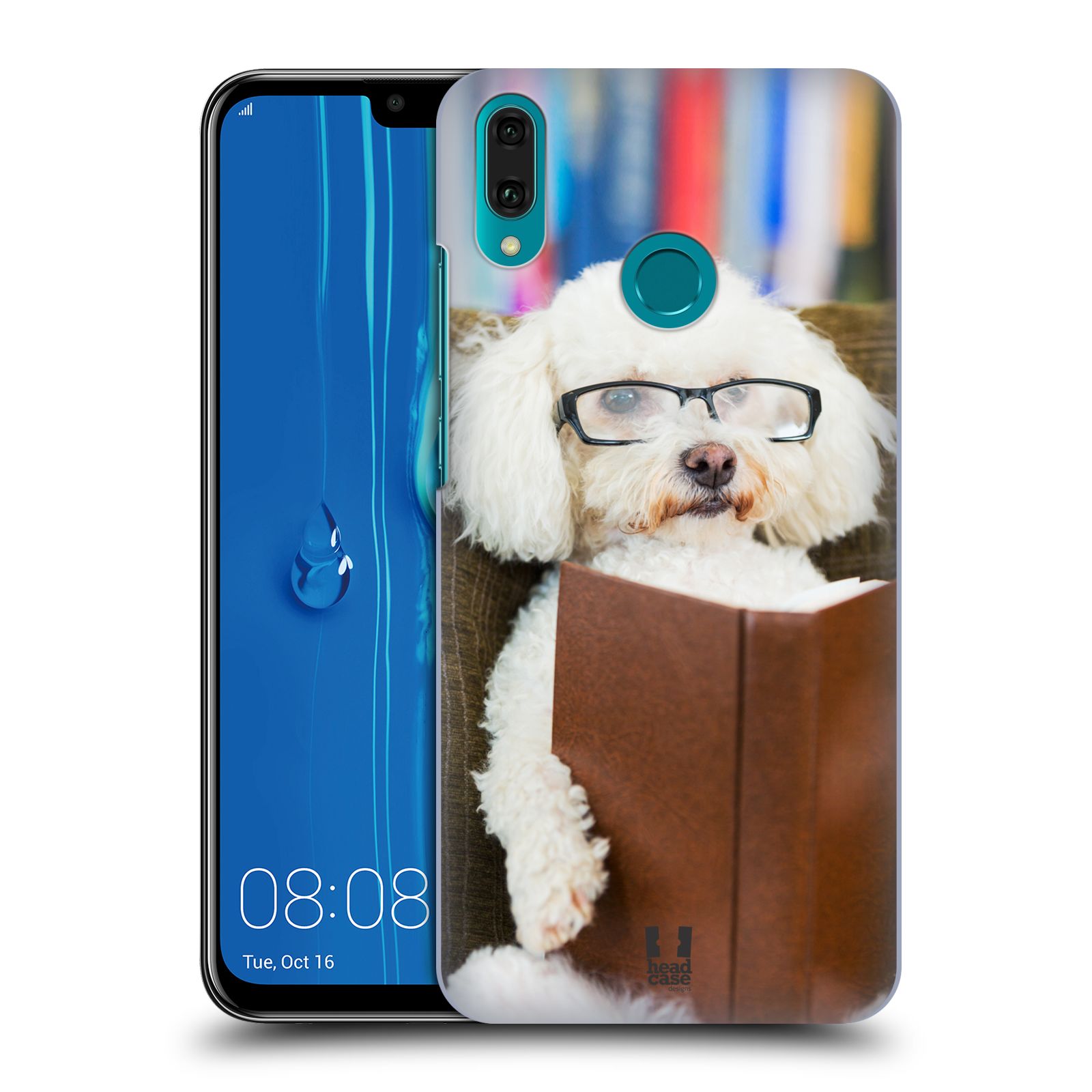 Pouzdro na mobil Huawei Y9 2019 - HEAD CASE - vzor Legrační zvířátka pejsek čtenář