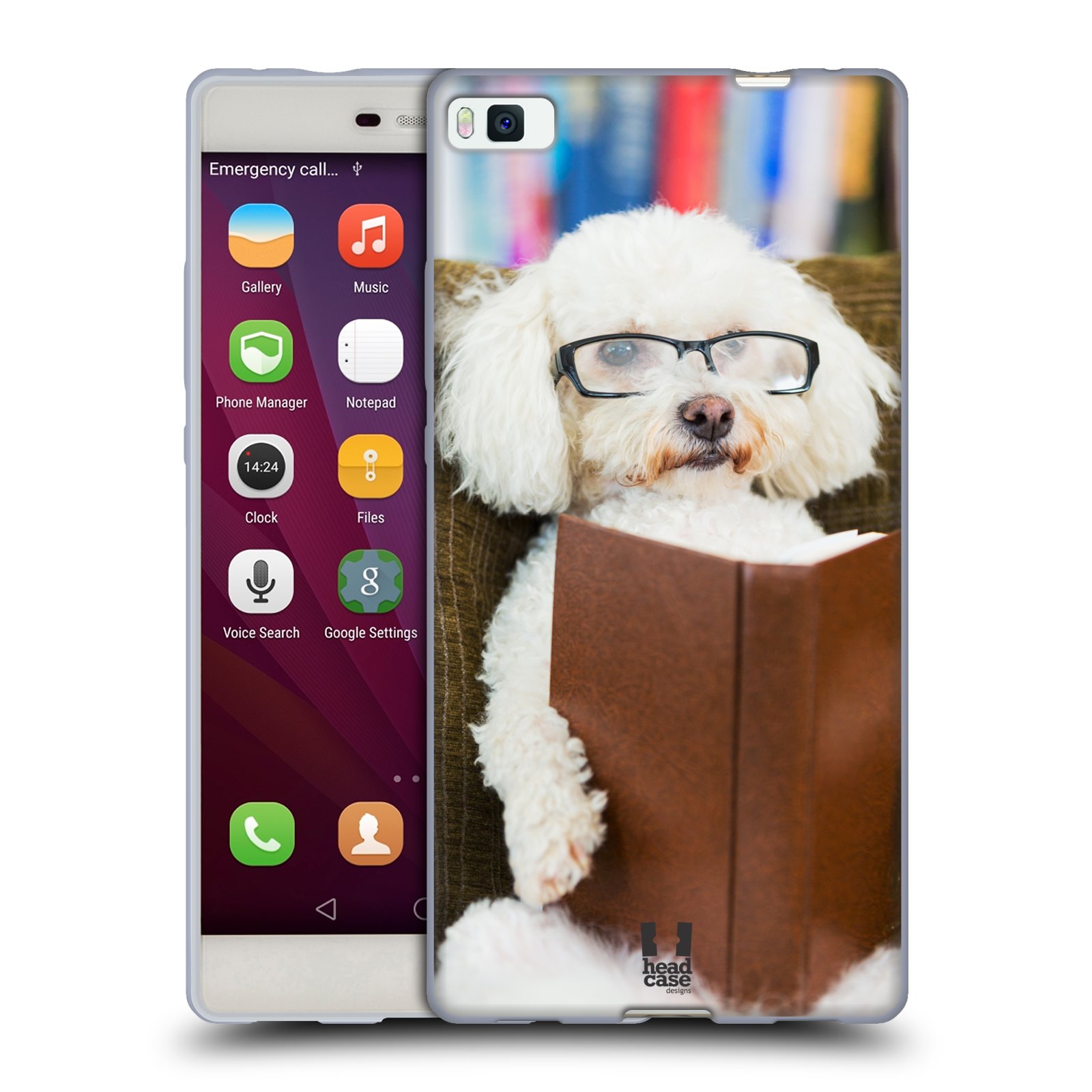 HEAD CASE silikonový obal na mobil Huawei P8 Legrační zvířátka pejsek čtenář