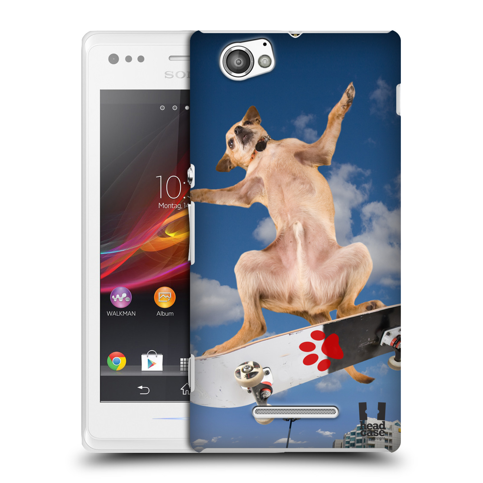 HEAD CASE plastový obal na mobil Sony Xperia M vzor Legrační zvířátka pejsek skateboard