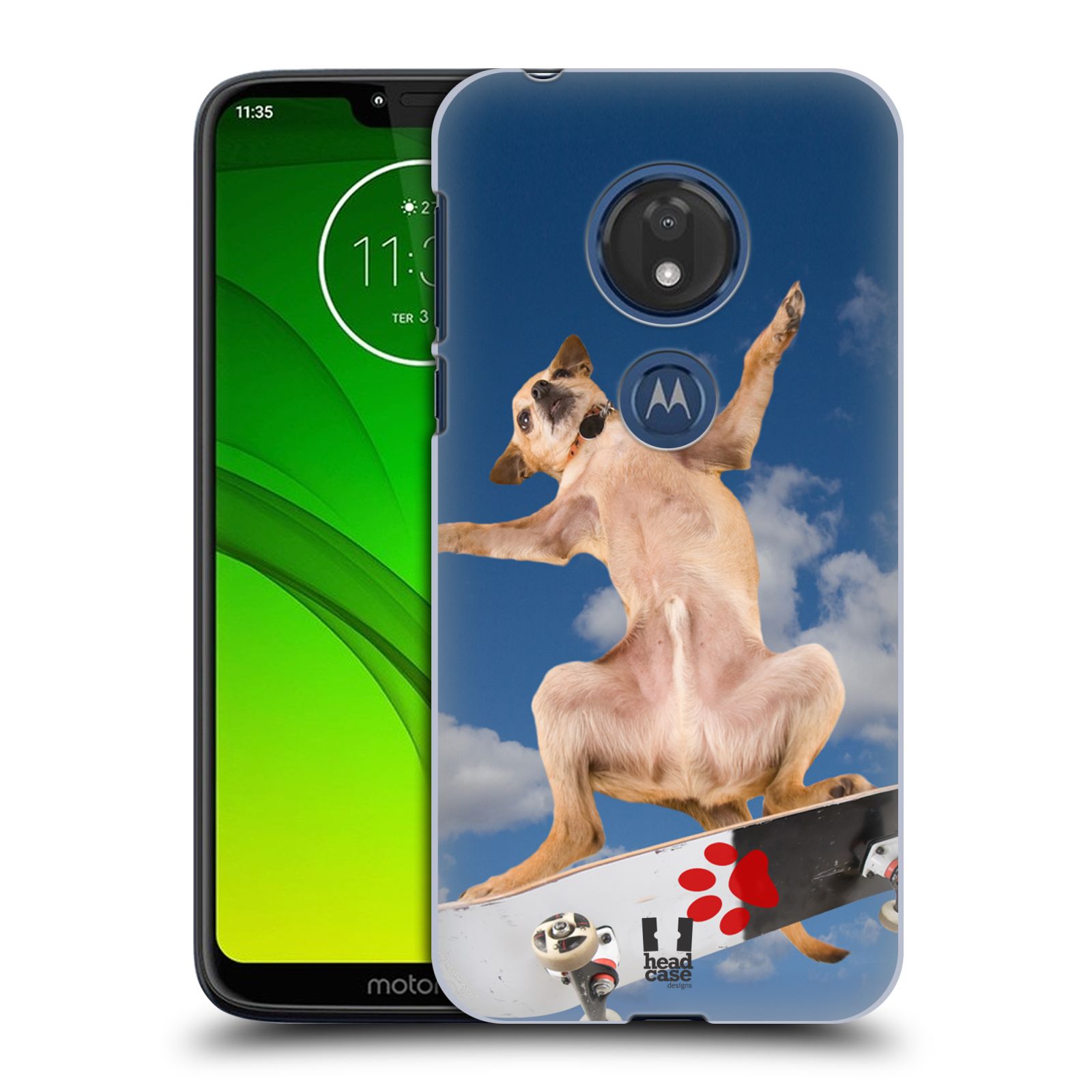 Pouzdro na mobil Motorola Moto G7 Play vzor Legrační zvířátka pejsek skateboard