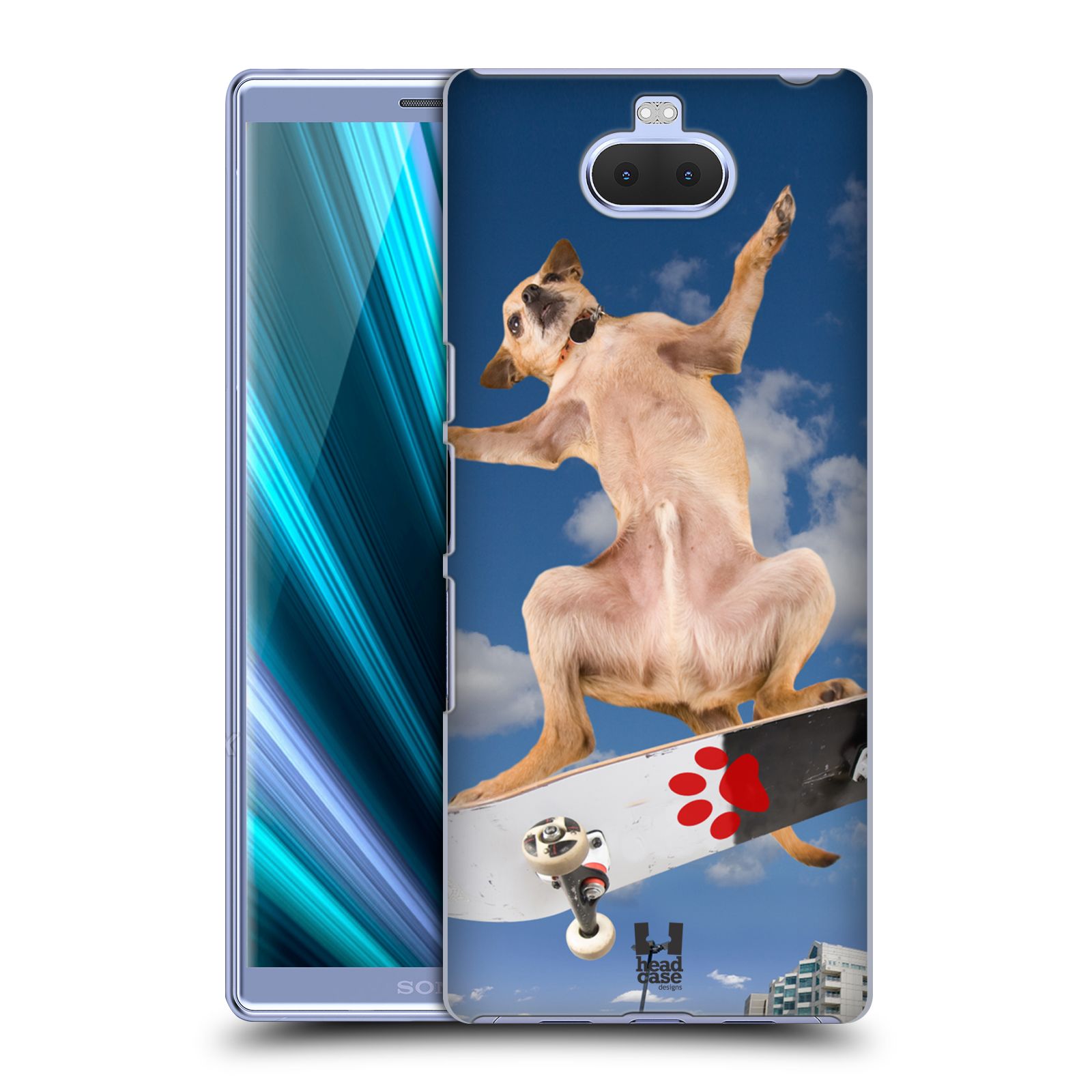 Pouzdro na mobil Sony Xperia 10 - Head Case - vzor Legrační zvířátka pejsek skateboard