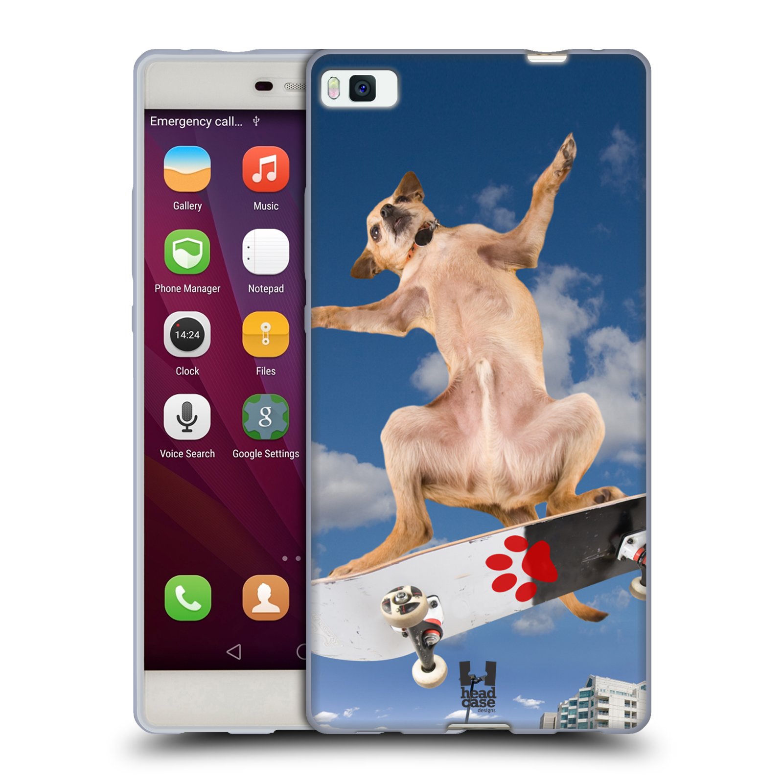 HEAD CASE silikonový obal na mobil Huawei P8 Legrační zvířátka pejsek na skateboardu