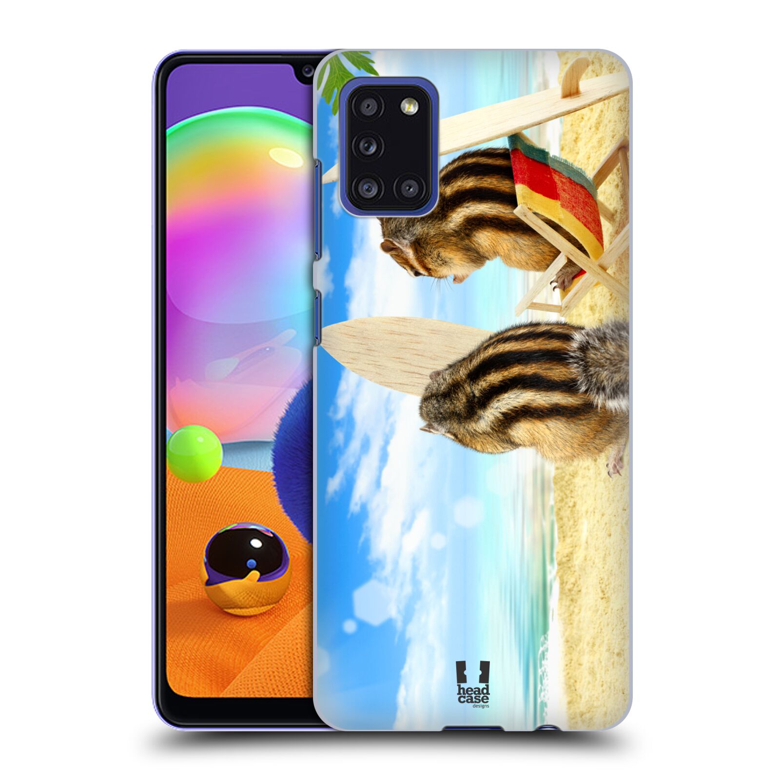 Zadní kryt na mobil Samsung Galaxy A31 vzor Legrační zvířátka veverky surfaři u moře