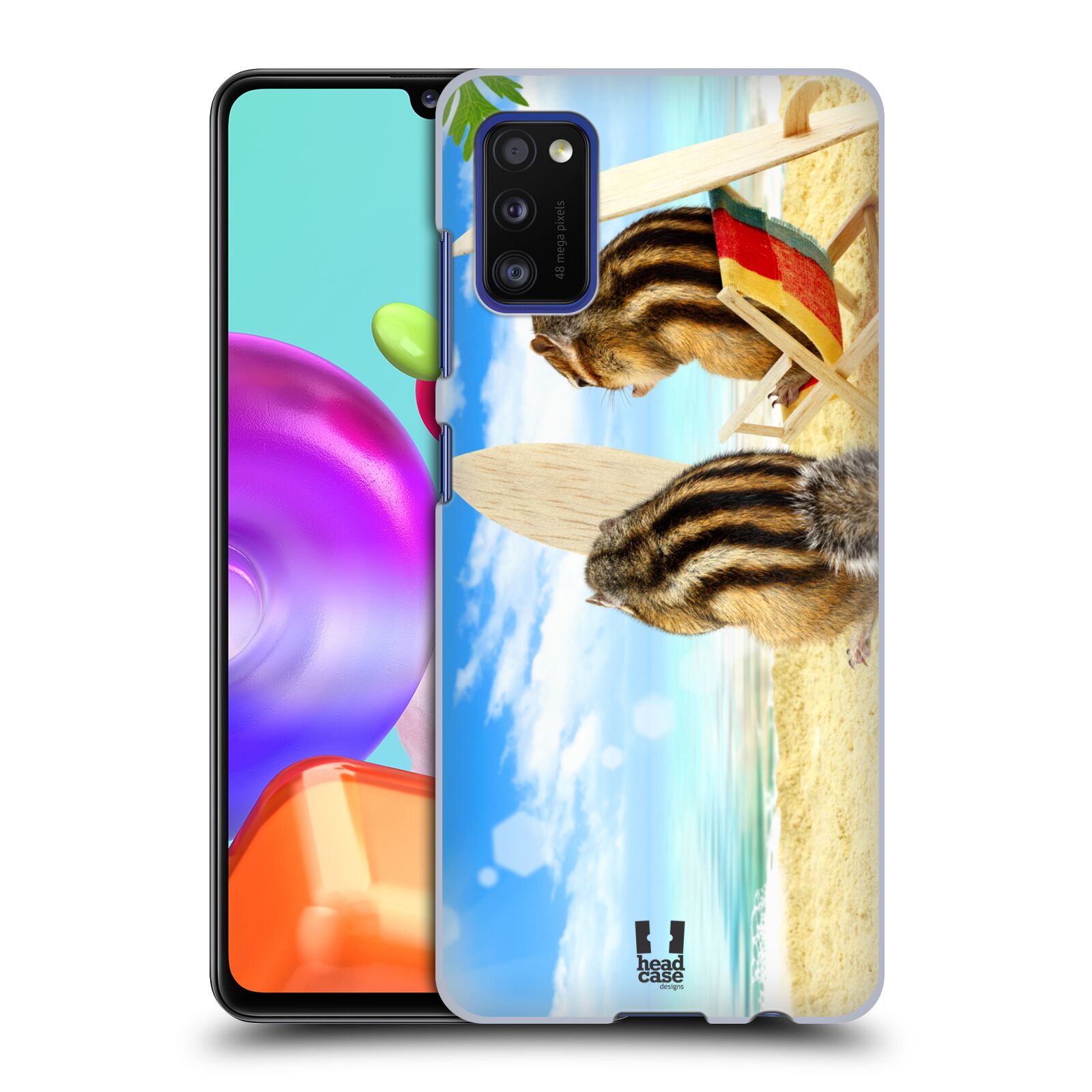 Zadní kryt na mobil Samsung Galaxy A41 vzor Legrační zvířátka veverky surfaři u moře