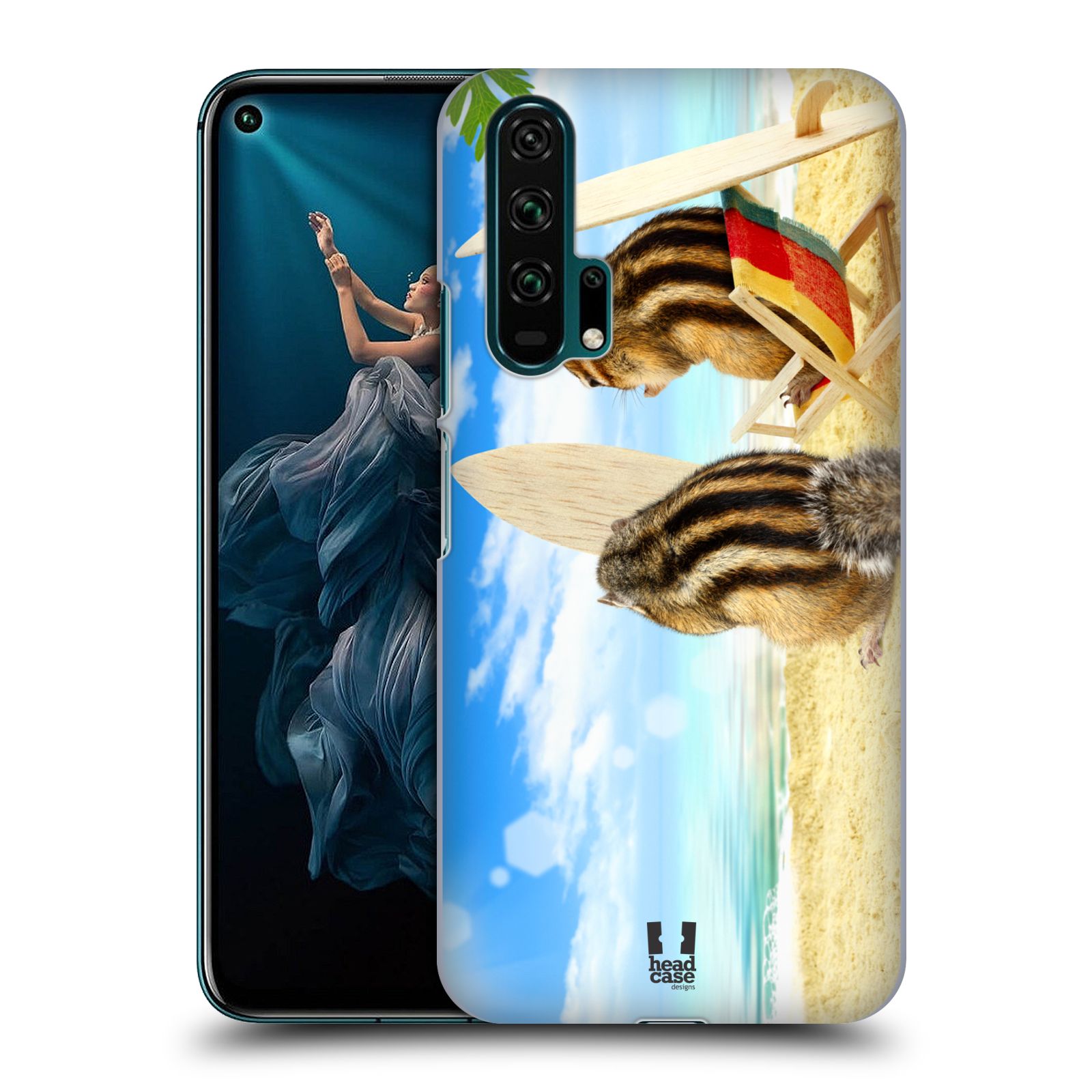 Pouzdro na mobil Honor 20 PRO - HEAD CASE - vzor Legrační zvířátka veverky surfaři u moře