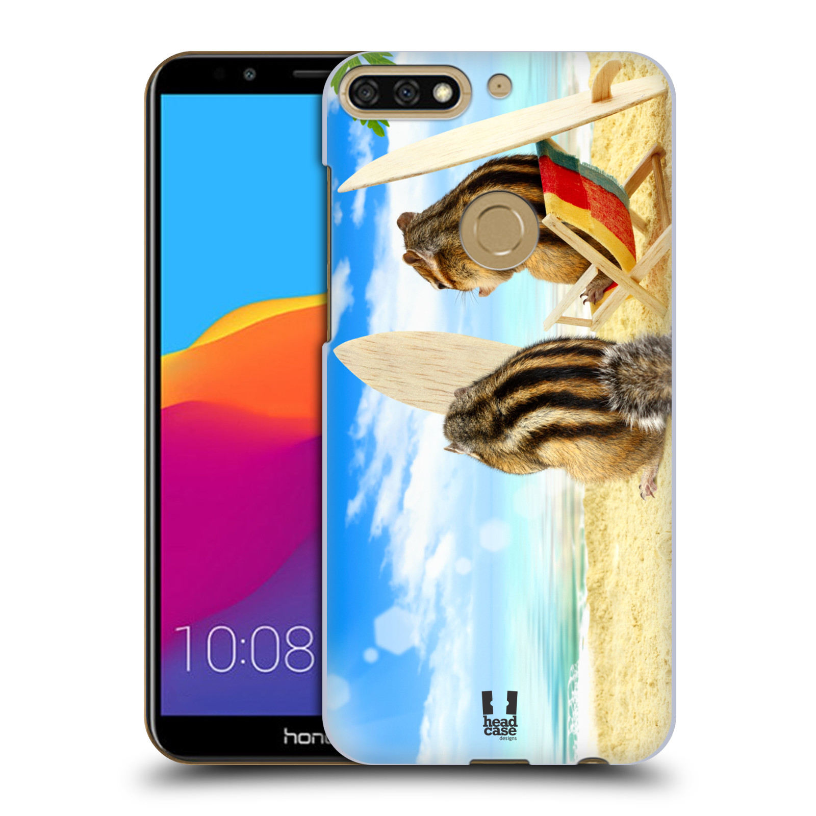 HEAD CASE plastový obal na mobil Honor 7c vzor Legrační zvířátka veverky surfaři u moře