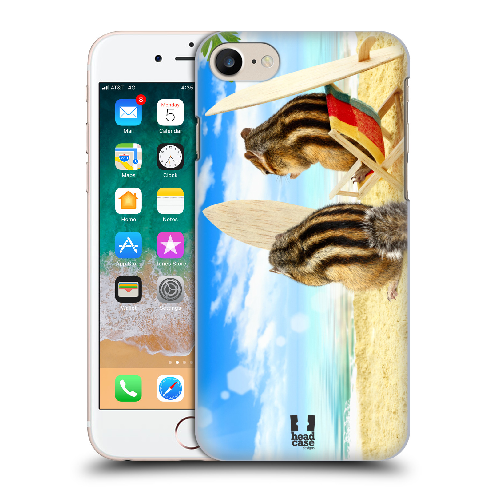 Plastové pouzdro pro mobil Apple Iphone 7/8/SE 2020 vzor Legrační zvířátka veverky surfaři u moře