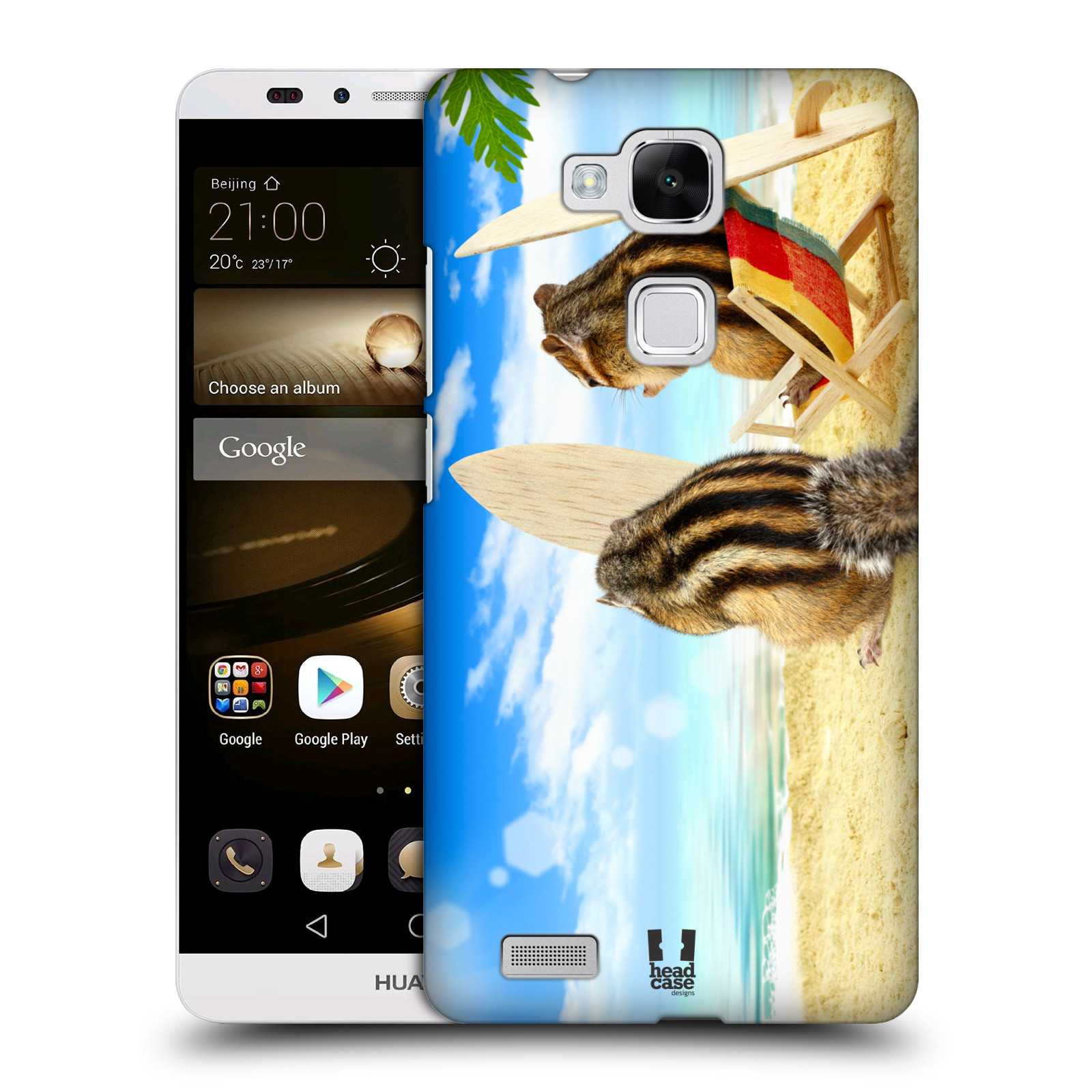 HEAD CASE plastový obal na mobil Huawei Mate 7 vzor Legrační zvířátka veverky surfaři u moře