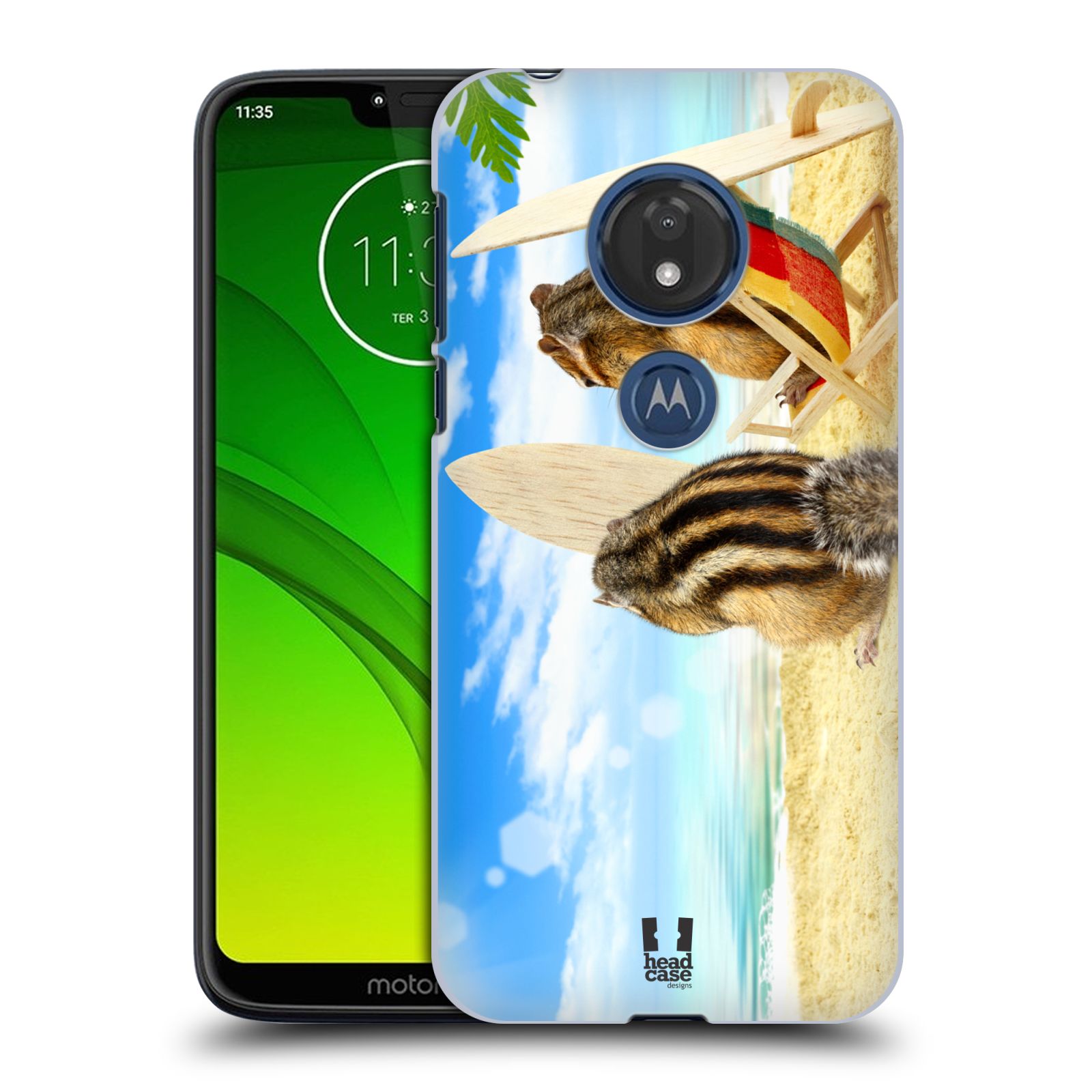 Pouzdro na mobil Motorola Moto G7 Play vzor Legrační zvířátka veverky surfaři u moře