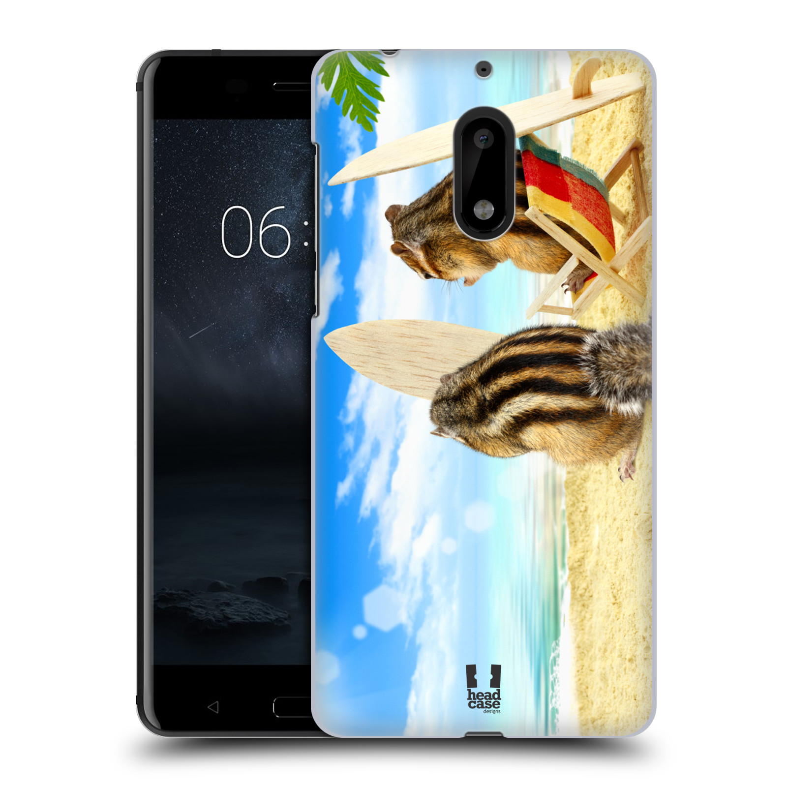 HEAD CASE plastový obal na mobil Nokia 6 vzor Legrační zvířátka veverky surfaři u moře