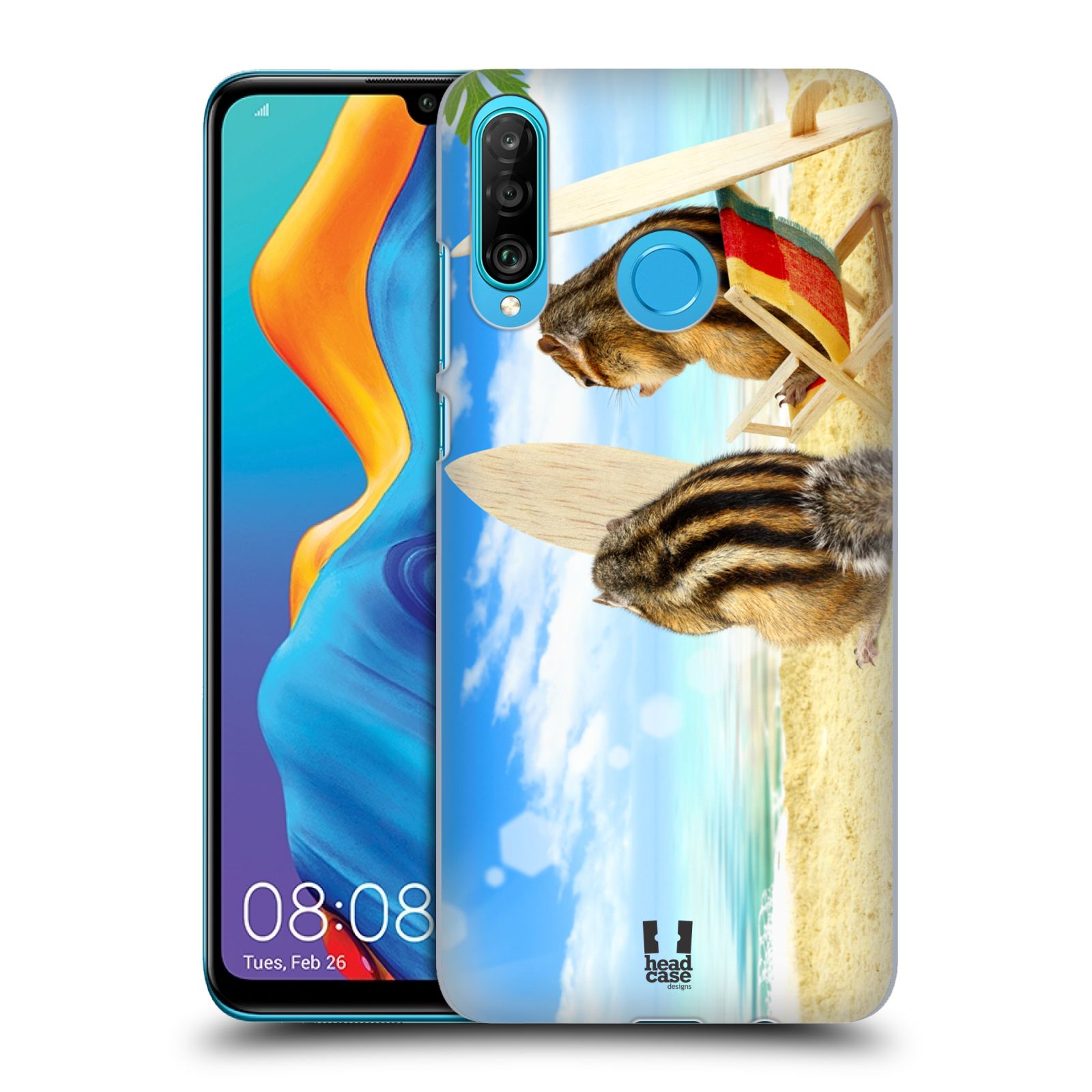 Pouzdro na mobil Huawei P30 LITE - HEAD CASE - vzor Legrační zvířátka veverky surfaři u moře