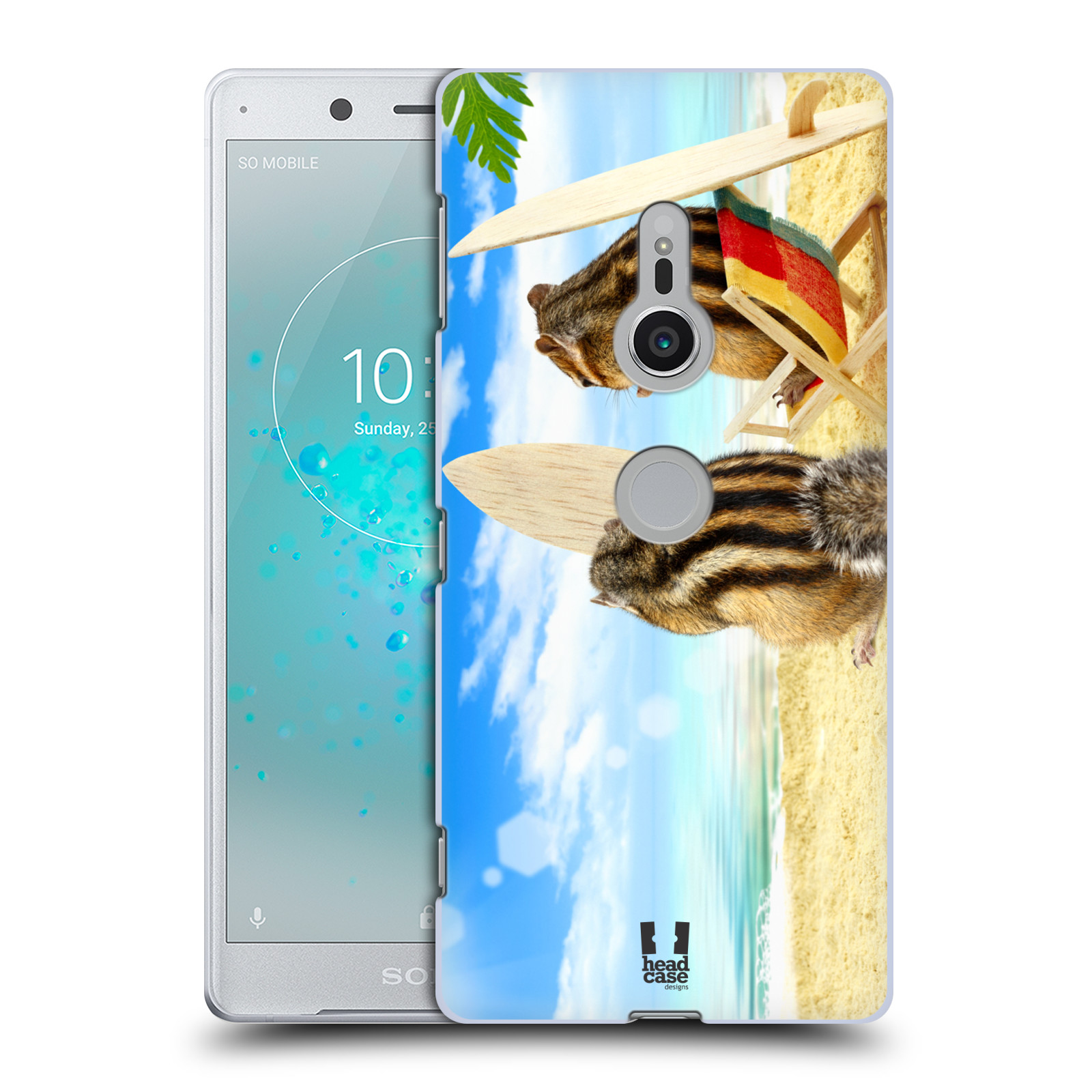 HEAD CASE plastový obal na mobil Sony Xperia XZ2 vzor Legrační zvířátka veverky surfaři u moře