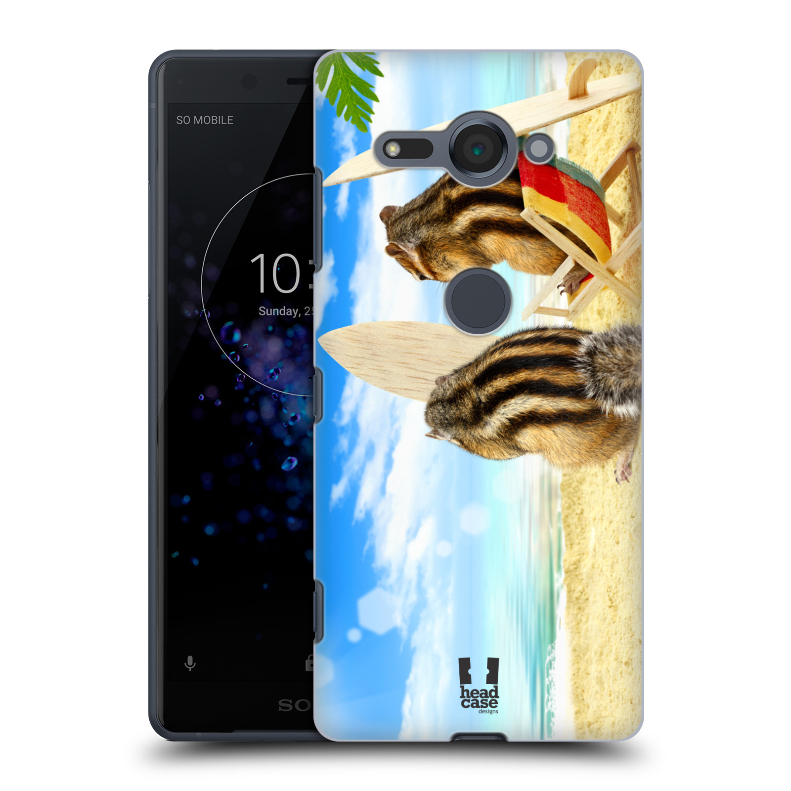 HEAD CASE plastový obal na mobil Sony Xperia XZ2 COMPACT vzor Legrační zvířátka veverky surfaři u moře