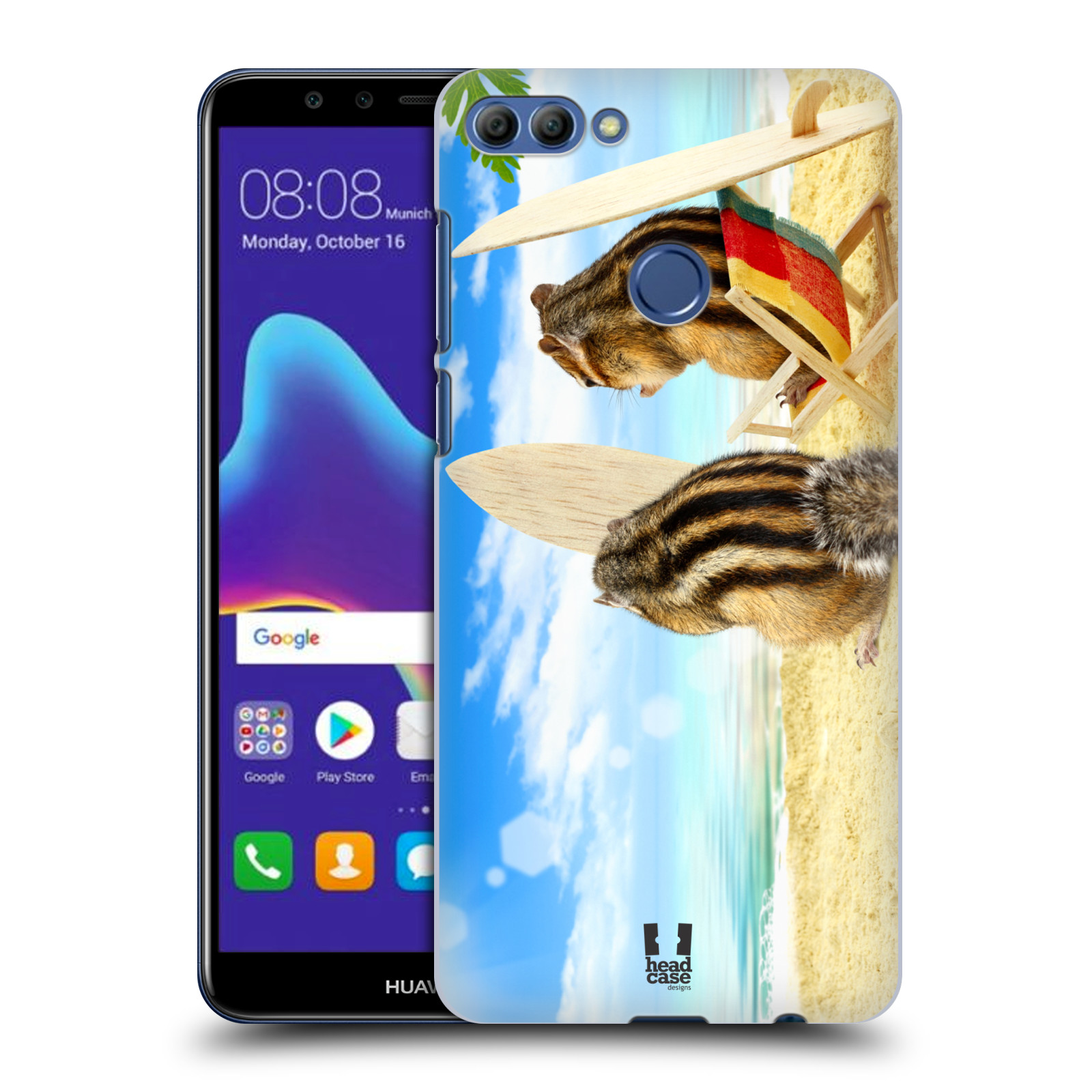HEAD CASE plastový obal na mobil Huawei Y9 2018 vzor Legrační zvířátka veverky surfaři u moře