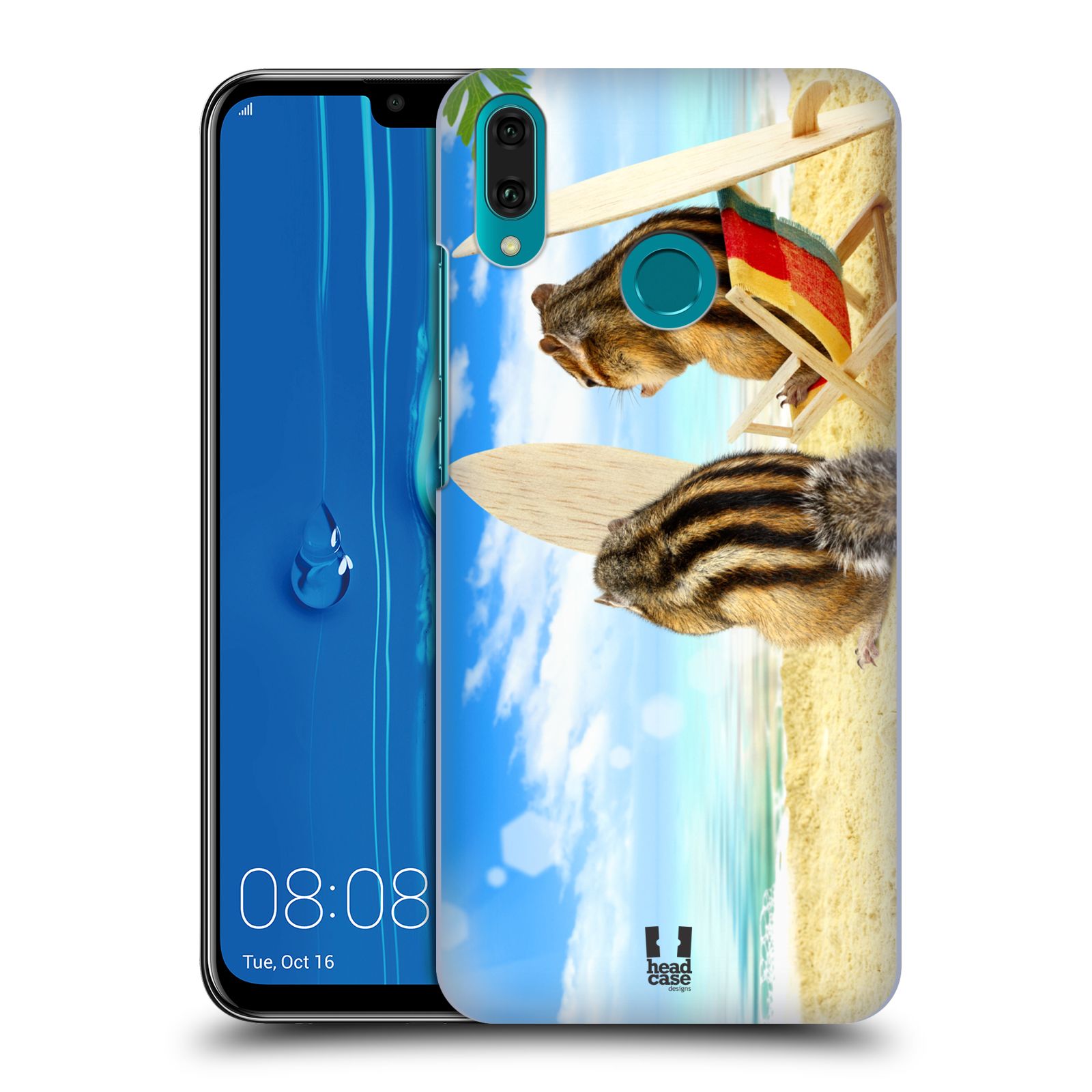 Pouzdro na mobil Huawei Y9 2019 - HEAD CASE - vzor Legrační zvířátka veverky surfaři u moře