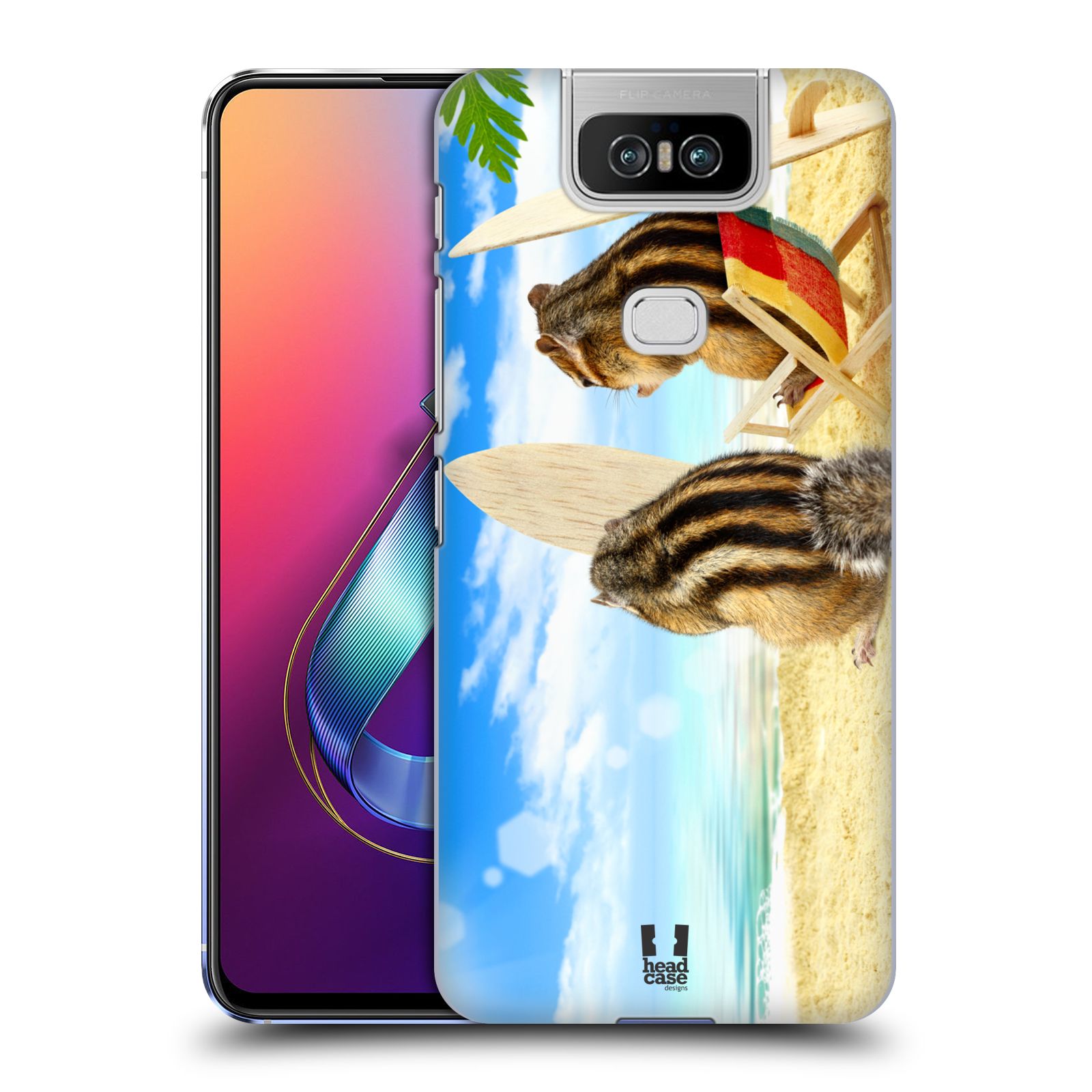 Pouzdro na mobil Asus Zenfone 6 ZS630KL - HEAD CASE - vzor Legrační zvířátka veverky surfaři u moře