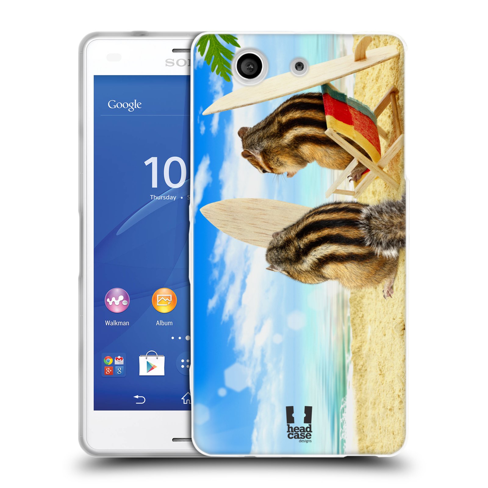 HEAD CASE silikonový obal na mobil Sony Xperia Z3 COMPACT (D5803) vzor Legrační zvířátka veverky surfaři u moře