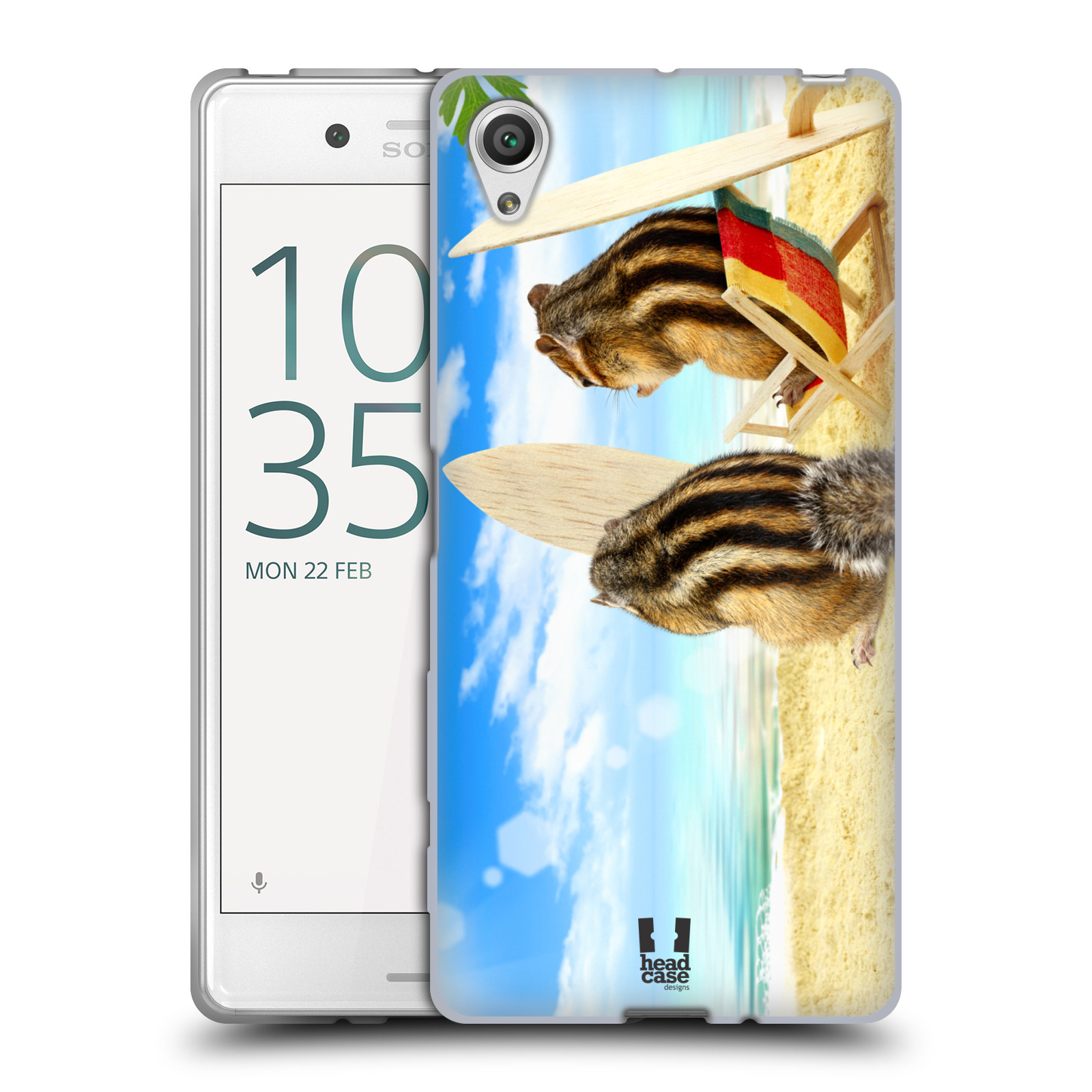 HEAD CASE silikonový obal na mobil Sony Xperia X / X DUAL vzor Legrační zvířátka veverky surfaři u moře