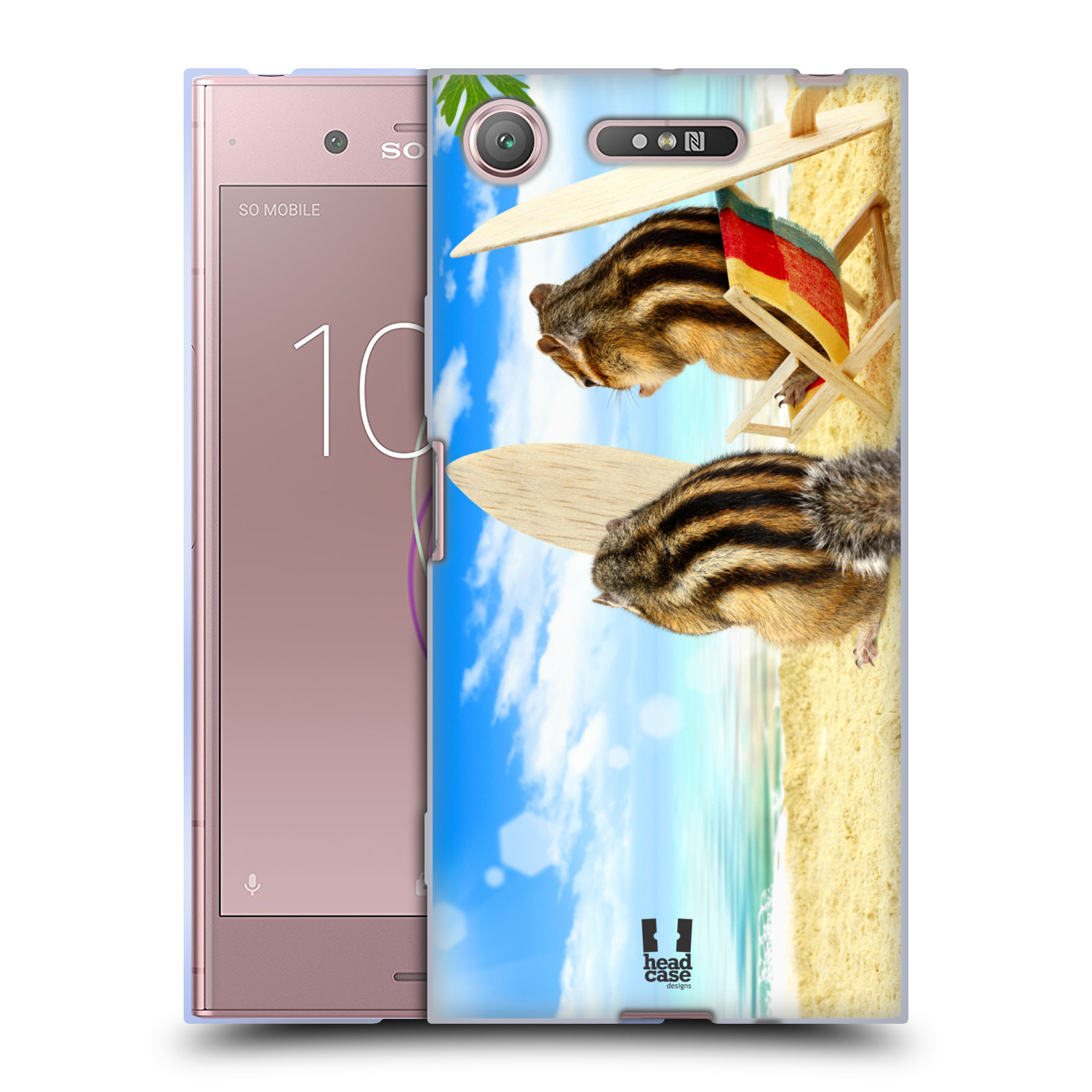 HEAD CASE silikonový obal na mobil Sony Xperia XZ1 vzor Legrační zvířátka veverky surfaři u moře