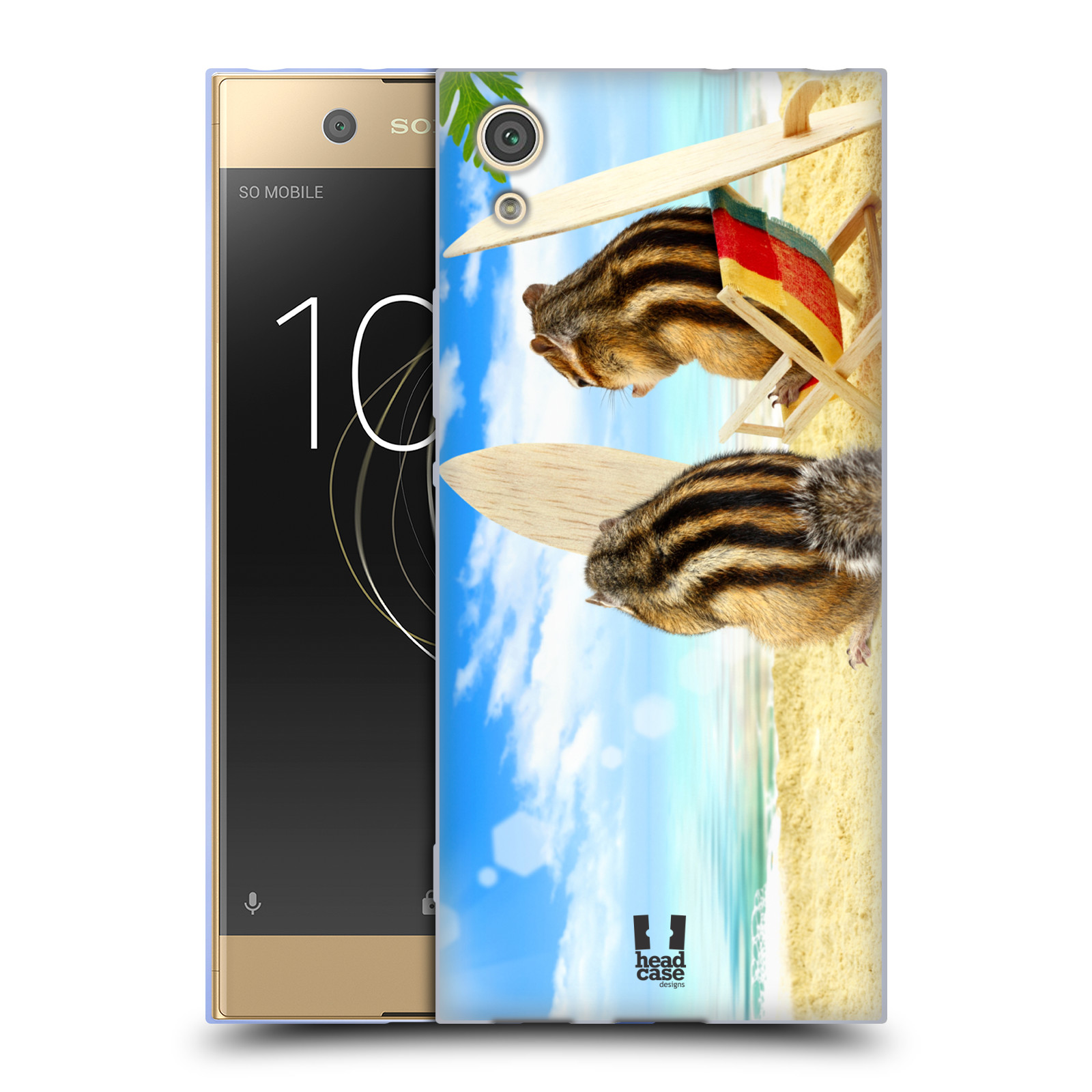 HEAD CASE silikonový obal na mobil Sony Xperia XA1 / XA1 DUAL SIM vzor Legrační zvířátka veverky surfaři u moře