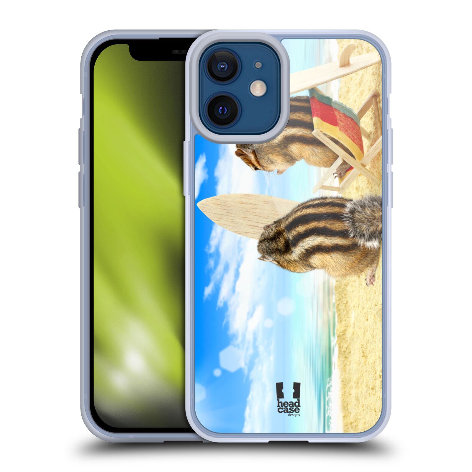 Plastový obal na mobil Apple Iphone 12 MINI vzor Legrační zvířátka veverky surfaři u moře