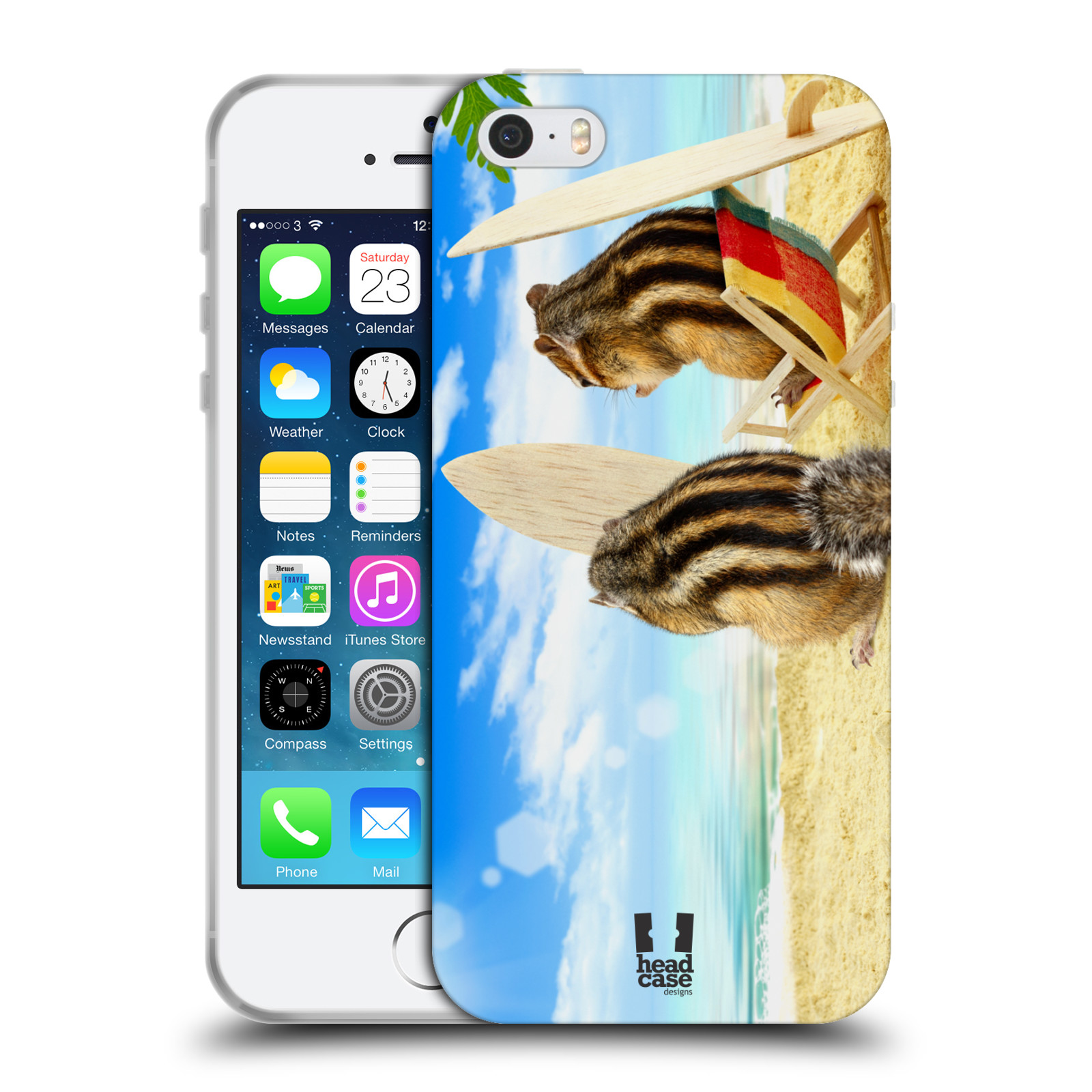 HEAD CASE silikonový obal na mobil Apple Iphone 5/5S vzor Legrační zvířátka veverky surfaři u moře