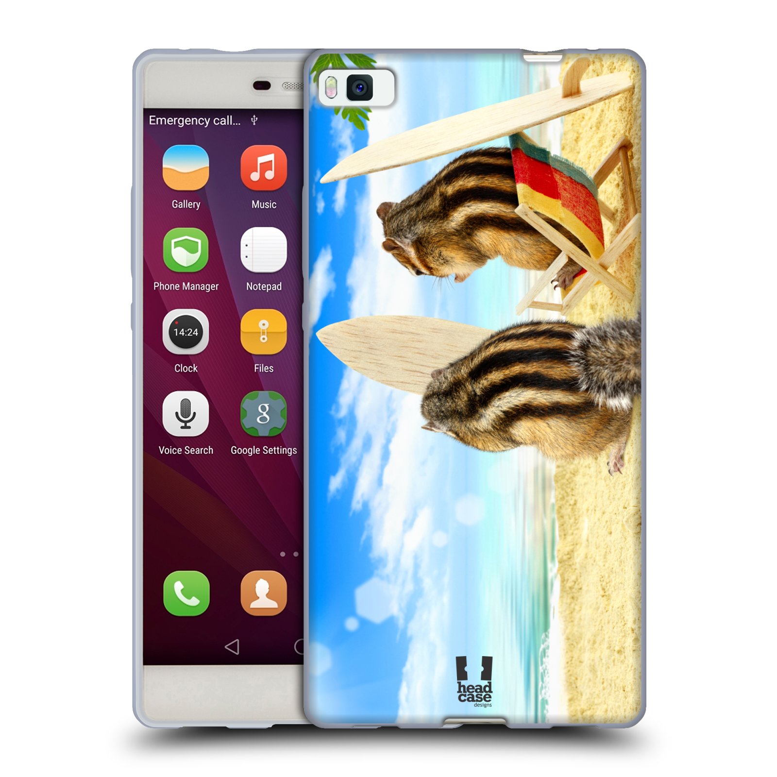 HEAD CASE silikonový obal na mobil Huawei P8 Legrační zvířátka veverky surfaři u moře