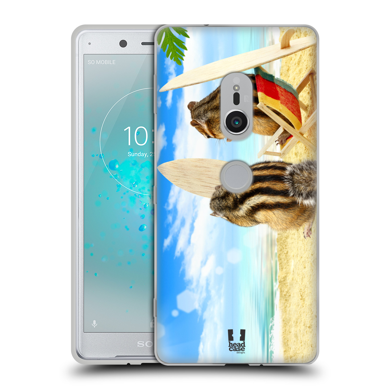 HEAD CASE silikonový obal na mobil Sony Xperia XZ2 vzor Legrační zvířátka veverky surfaři u moře