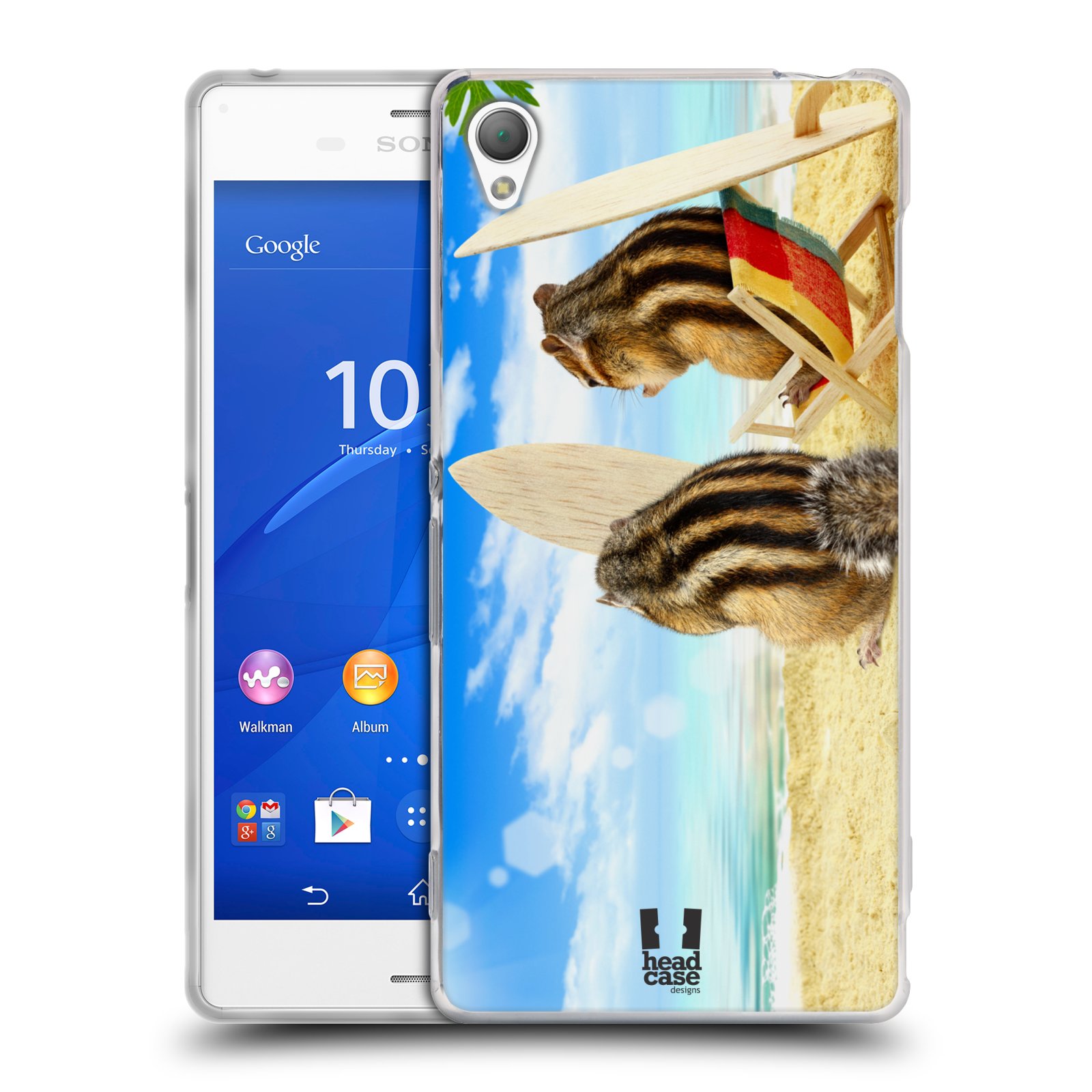 HEAD CASE silikonový obal na mobil Sony Xperia Z3 vzor Legrační zvířátka veverky surfaři u moře