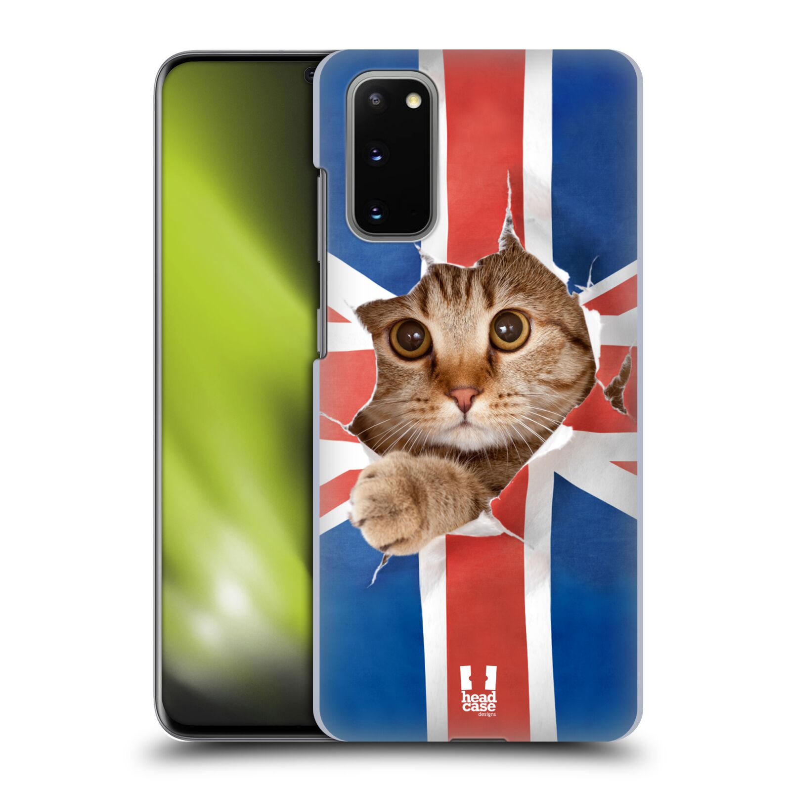 Pouzdro na mobil Samsung Galaxy S20 - HEAD CASE - vzor Legrační zvířátka kočička a Velká Británie vlajka