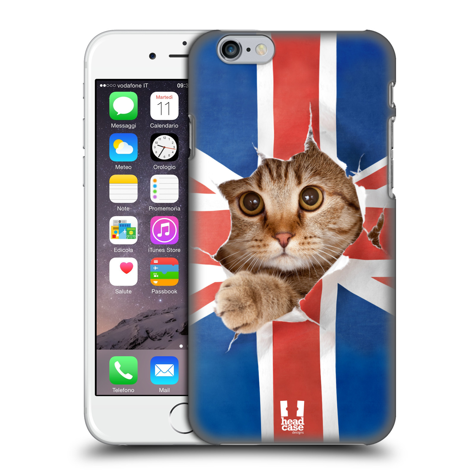 Plastové pouzdro pro mobil Apple Iphone 6/6S vzor Legrační zvířátka kočička a Velká Británie vlajka