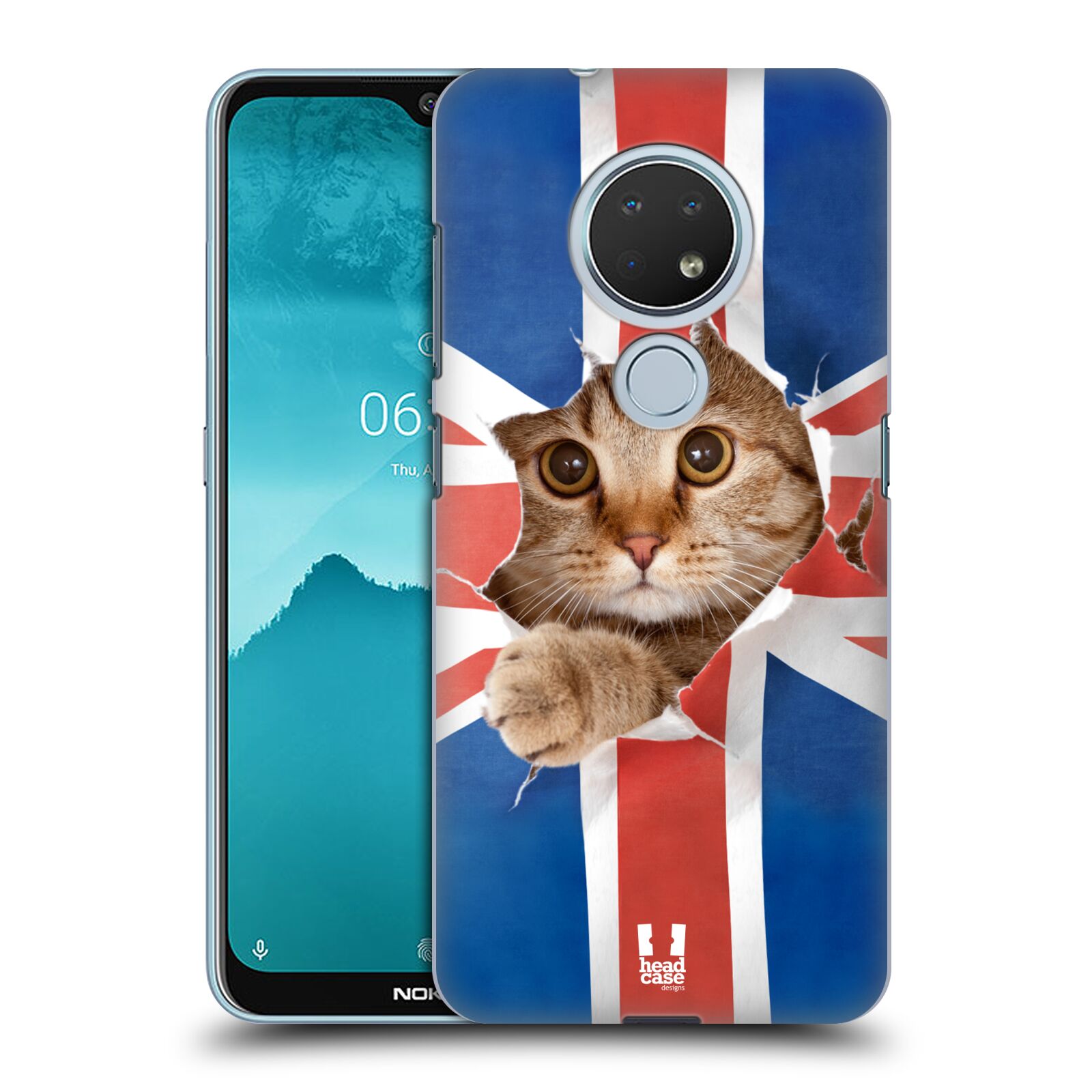 Pouzdro na mobil Nokia 6.2 - HEAD CASE - vzor Legrační zvířátka kočička a Velká Británie vlajka