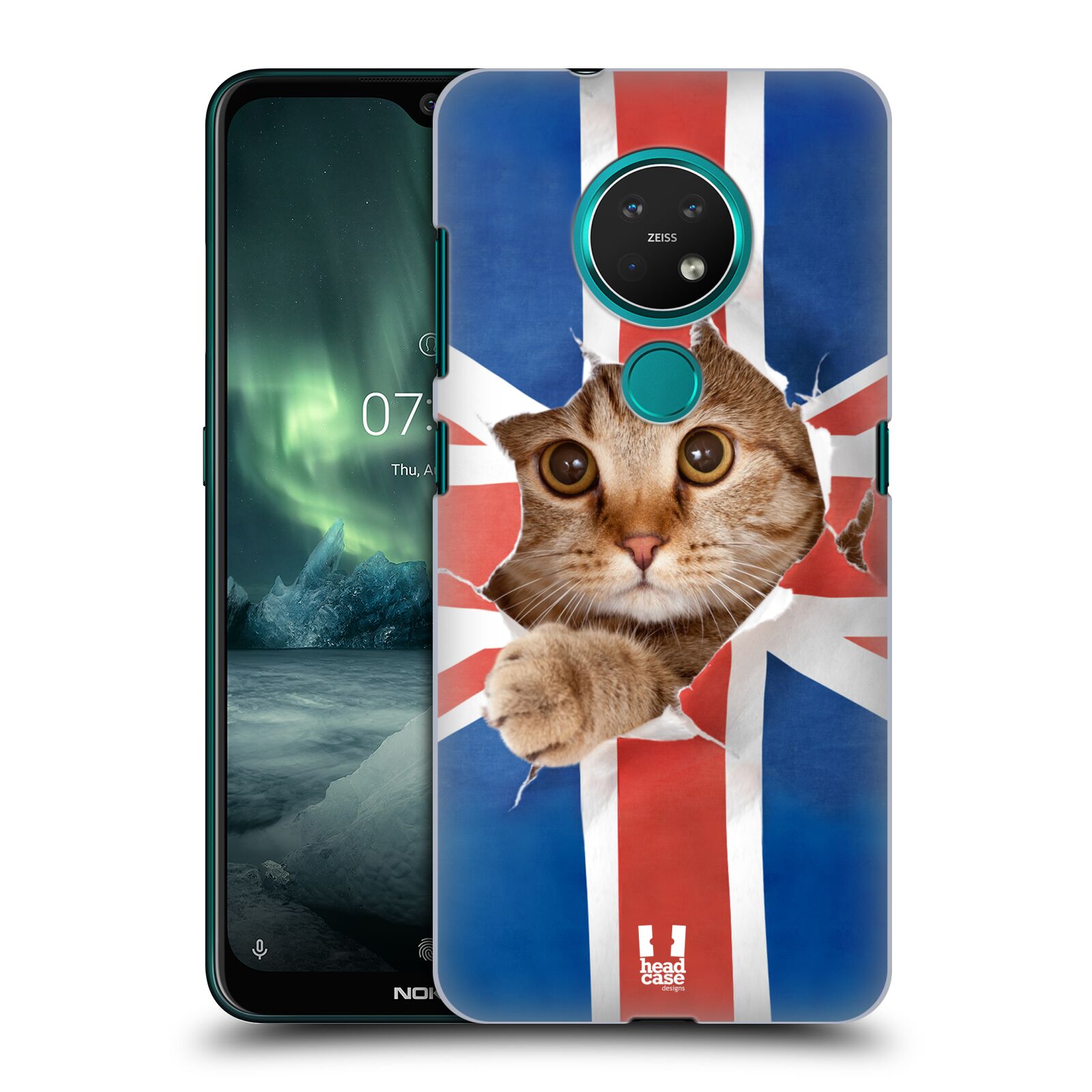 Pouzdro na mobil NOKIA 7.2 - HEAD CASE - vzor Legrační zvířátka kočička a Velká Británie vlajka