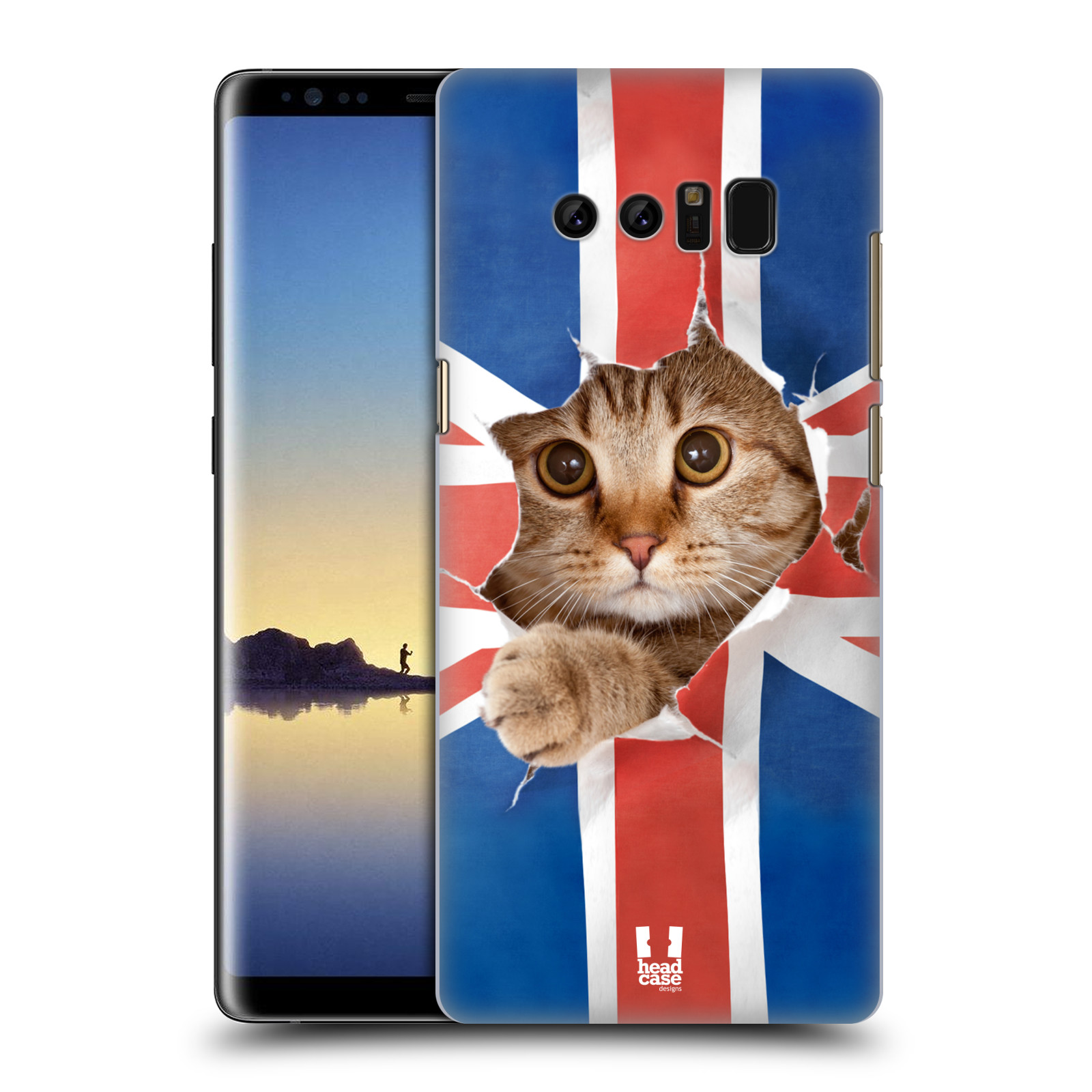 HEAD CASE plastový obal na mobil Samsung Galaxy Note 8 vzor Legrační zvířátka kočička a Velká Británie vlajka