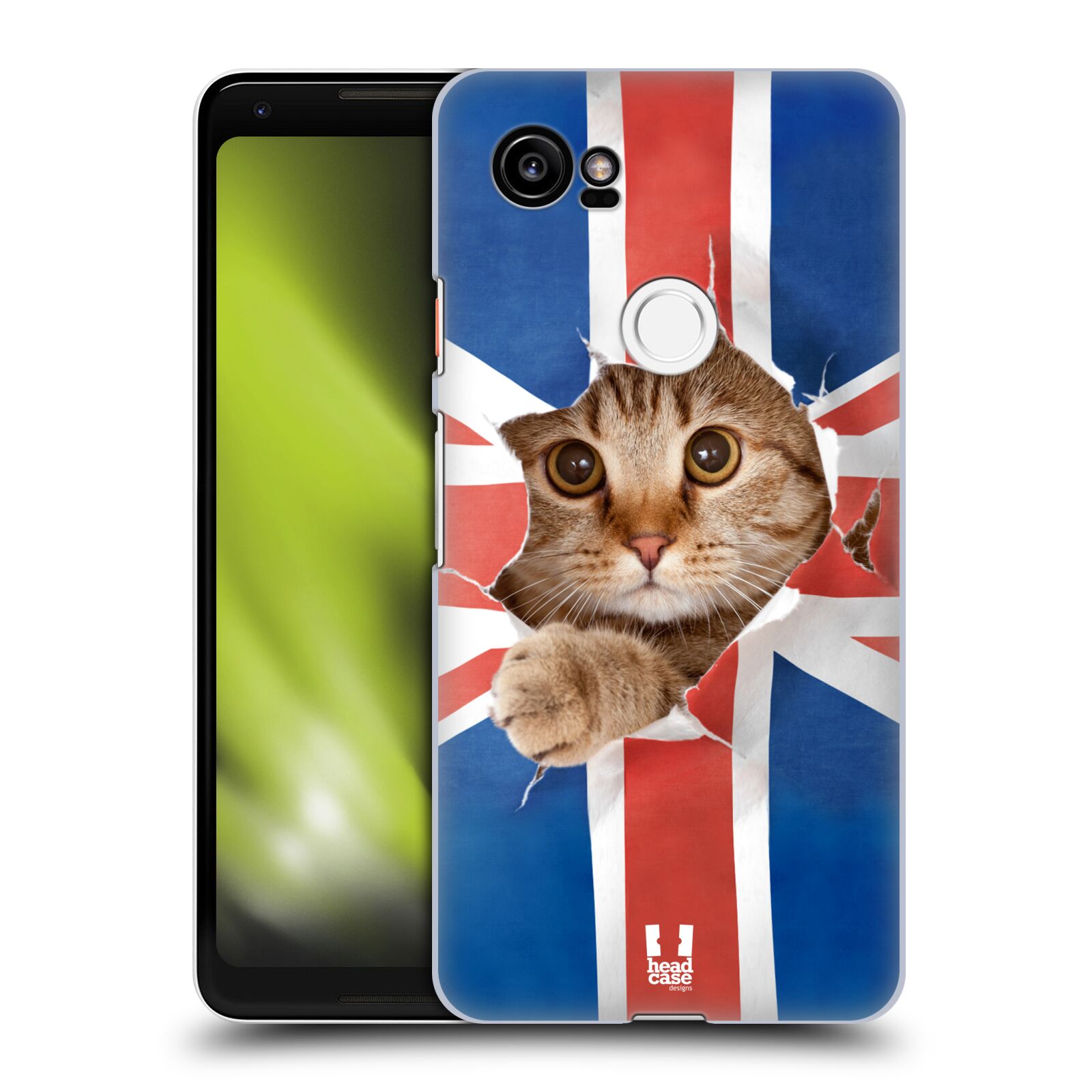 HEAD CASE plastový obal na mobil Google Pixel 2 XL vzor Legrační zvířátka kočička a Velká Británie vlajka