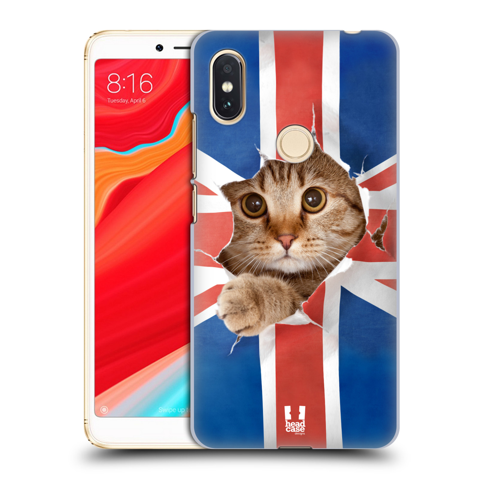HEAD CASE plastový obal na mobil Xiaomi Redmi S2 vzor Legrační zvířátka kočička a Velká Británie vlajka