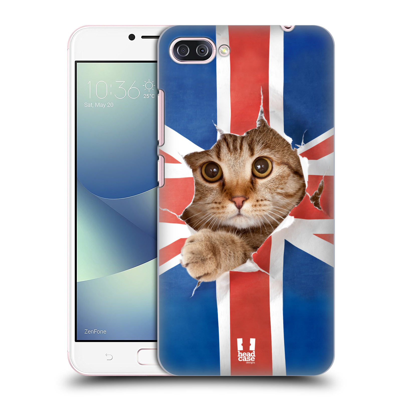 HEAD CASE plastový obal na mobil Asus Zenfone 4 MAX ZC554KL vzor Legrační zvířátka kočička a Velká Británie vlajka