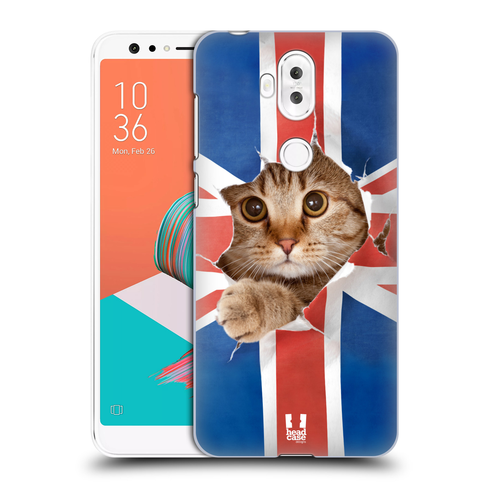 HEAD CASE plastový obal na mobil Asus Zenfone 5 LITE ZC600KL vzor Legrační zvířátka kočička a Velká Británie vlajka