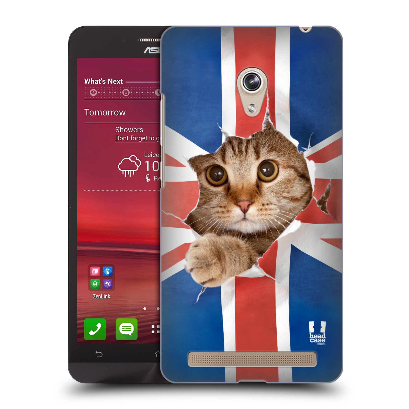 HEAD CASE plastový obal na mobil Asus Zenfone 6 vzor Legrační zvířátka kočička a Velká Británie vlajka