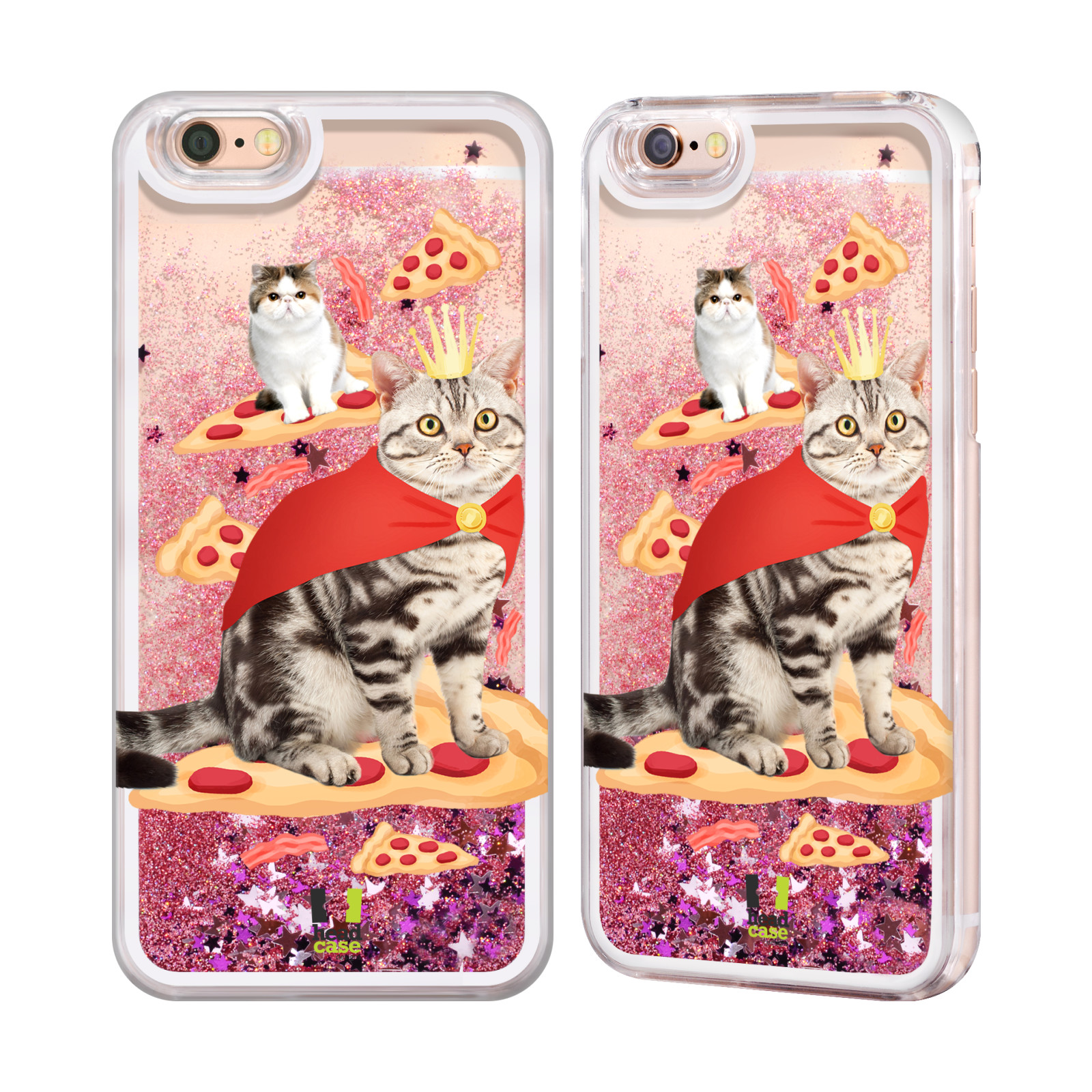 HEAD CASE REALISTIC CAT PINK LIQUID GLITTER CASE FOR APPLE iPHONE