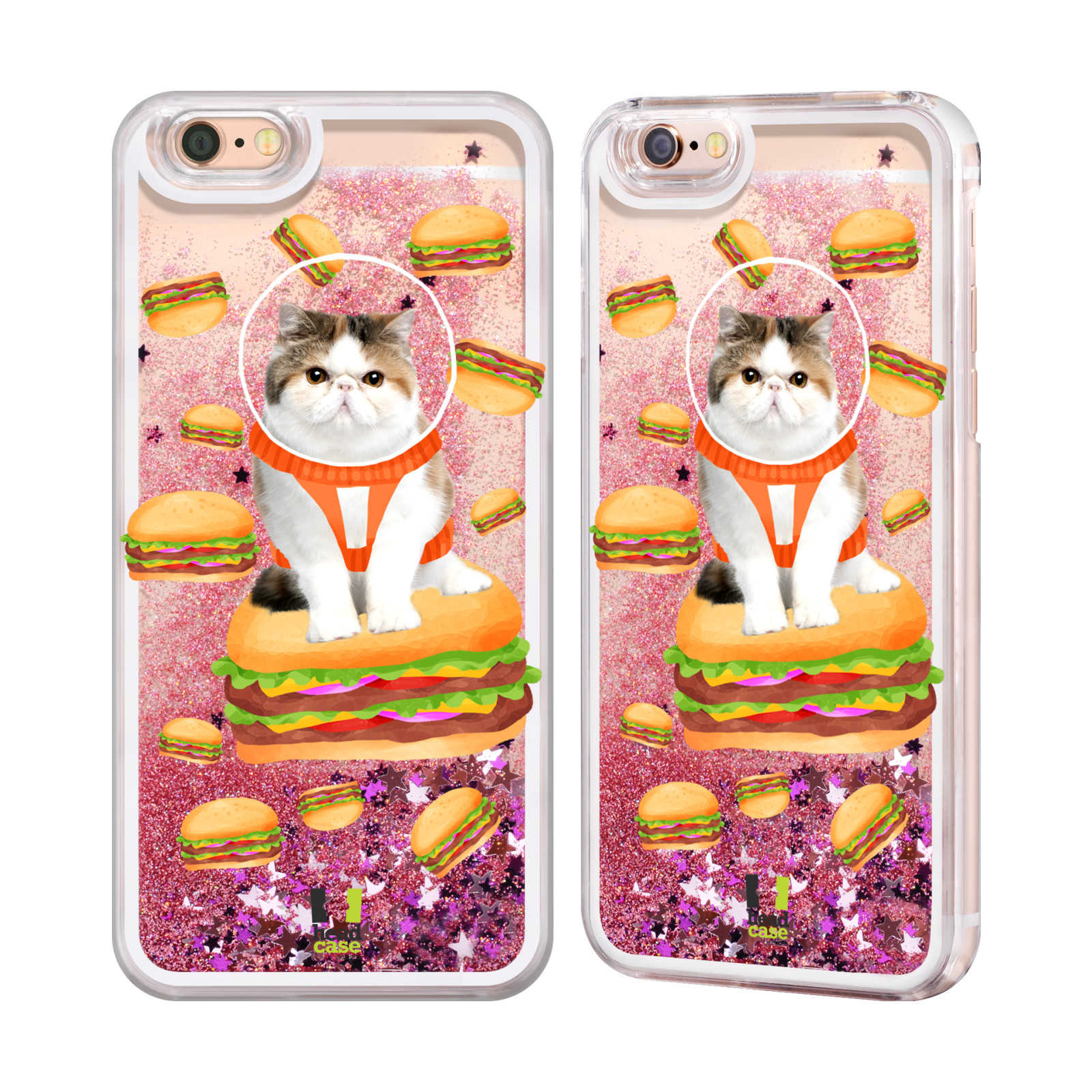 HEAD CASE REALISTIC CAT PINK LIQUID GLITTER CASE FOR APPLE iPHONE