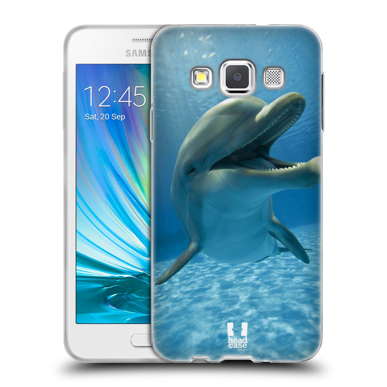 HEAD CASE silikonový obal na mobil Samsung Galaxy A3 vzor Divočina, Divoký život a zvířata foto MODRÁ DELFÍN
