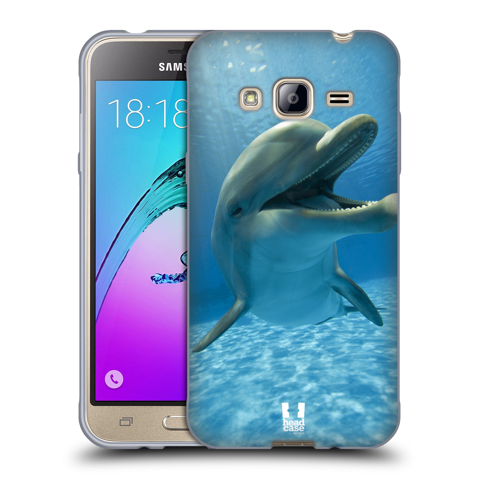 HEAD CASE silikonový obal na mobil Samsung Galaxy J3, J3 2016 vzor Divočina, Divoký život a zvířata foto MODRÁ DELFÍN