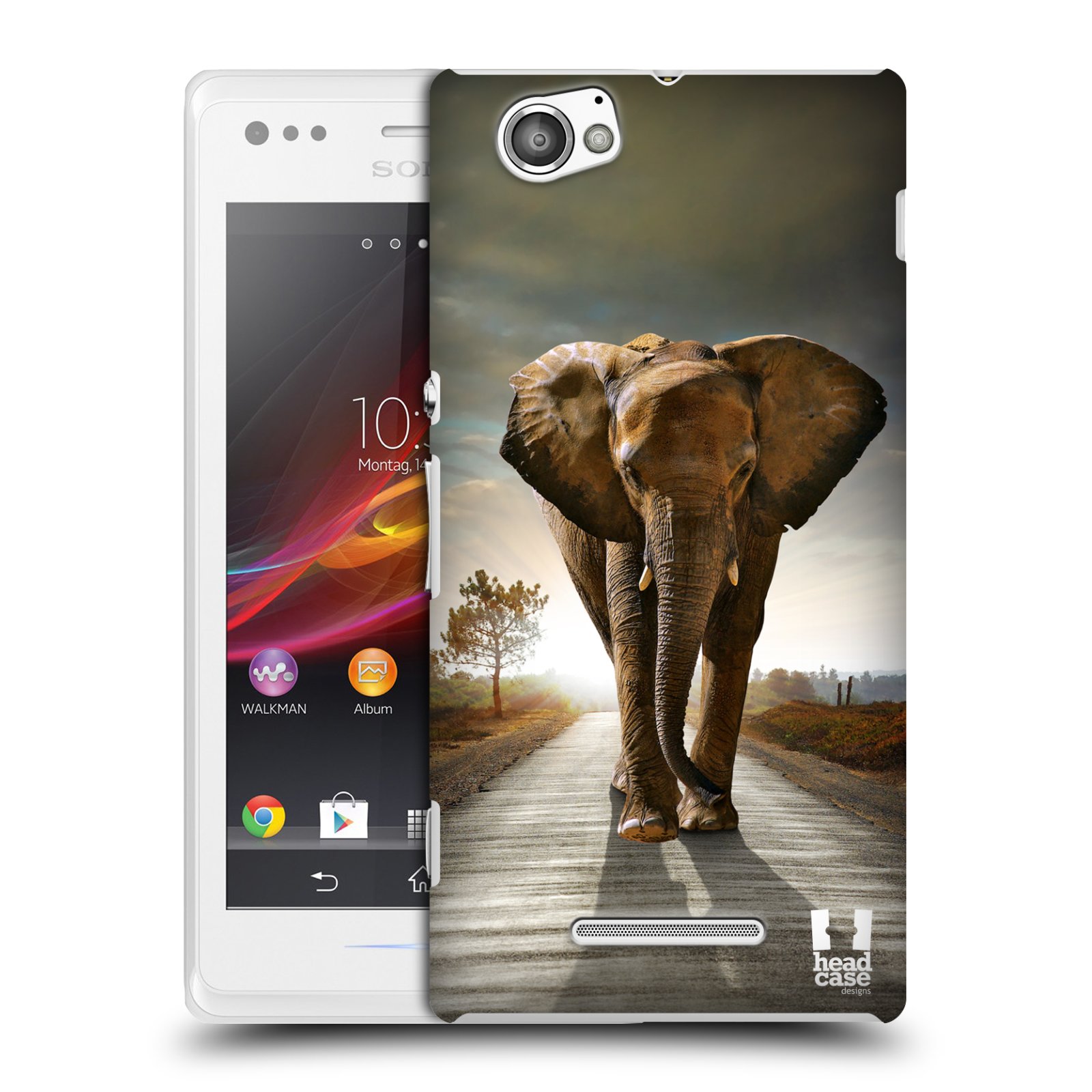 HEAD CASE plastový obal na mobil Sony Xperia M vzor Divočina, Divoký život a zvířata foto AFRIKA KRÁČEJÍCI SLON