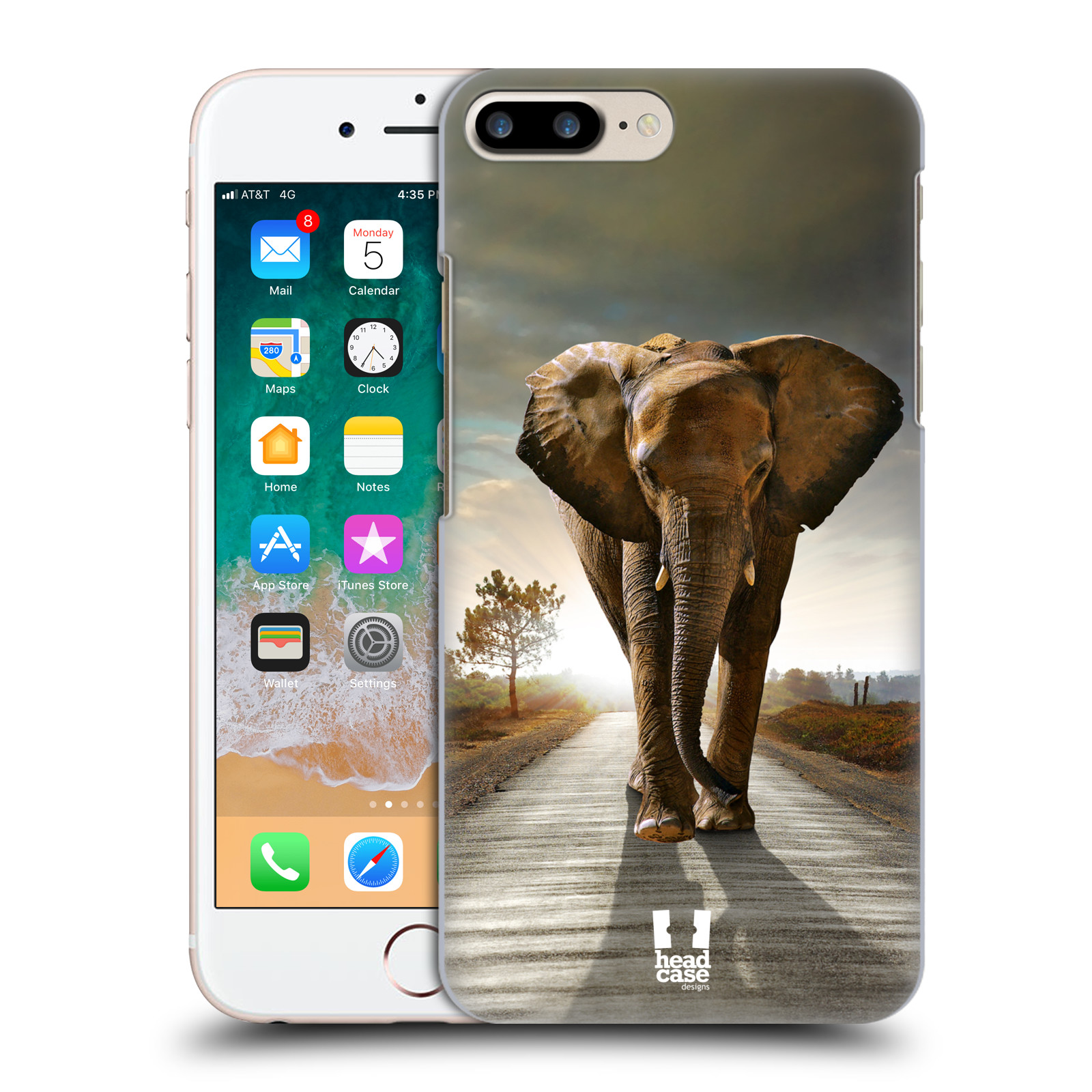 Zadní obal pro mobil Apple Iphone 7+ /  8+ - HEAD CASE - Svět zvířat kráčející slon