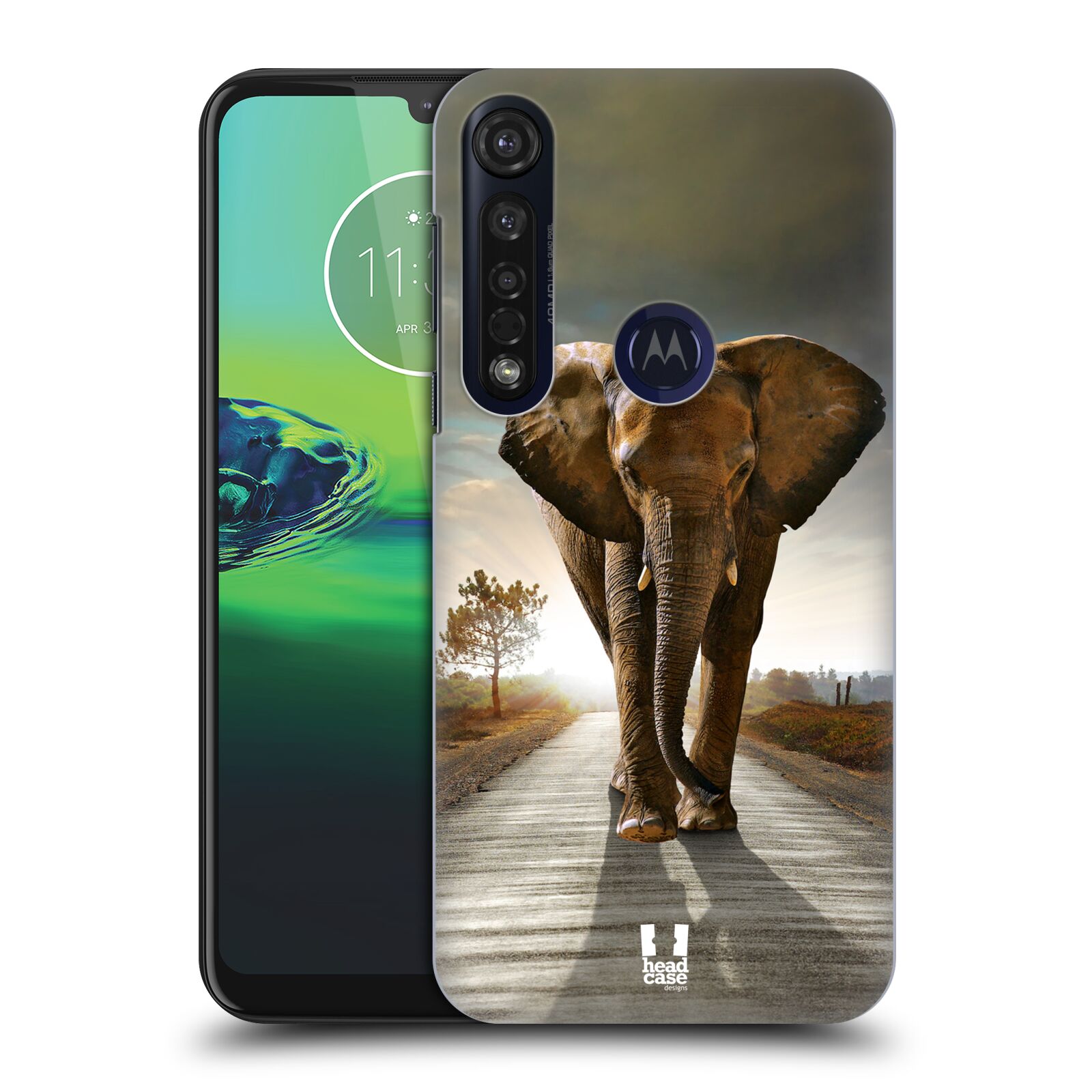 Pouzdro na mobil Motorola Moto G8 PLUS - HEAD CASE - vzor Divočina, Divoký život a zvířata foto AFRIKA KRÁČEJÍCI SLON