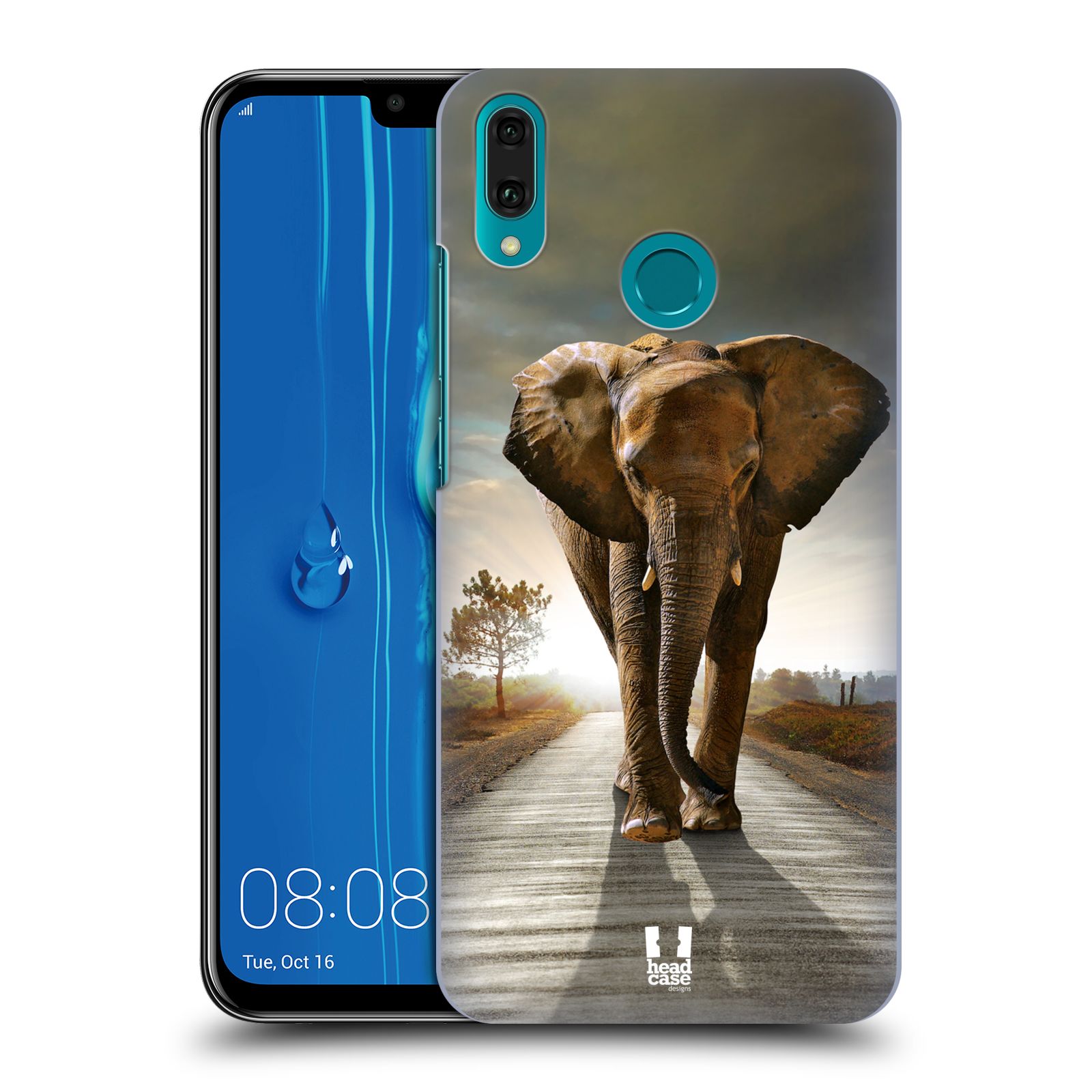 Pouzdro na mobil Huawei Y9 2019 - HEAD CASE - vzor Divočina, Divoký život a zvířata foto AFRIKA KRÁČEJÍCI SLON