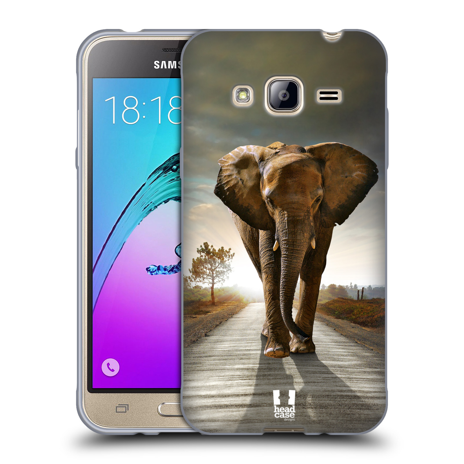 HEAD CASE silikonový obal na mobil Samsung Galaxy J3, J3 2016 vzor Divočina, Divoký život a zvířata foto AFRIKA KRÁČEJÍCI SLON