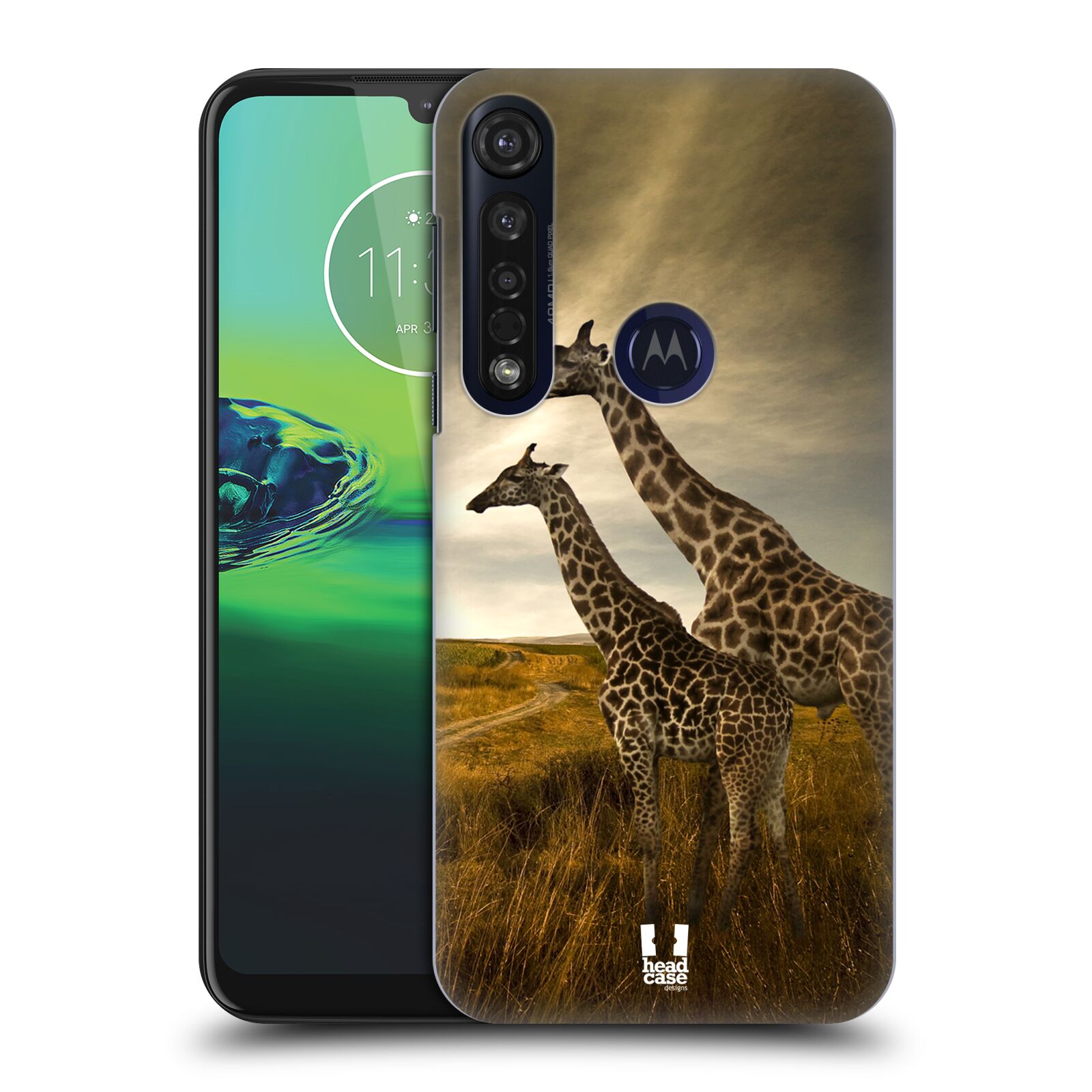 Pouzdro na mobil Motorola Moto G8 PLUS - HEAD CASE - vzor Divočina, Divoký život a zvířata foto AFRIKA ŽIRAFY VÝHLED